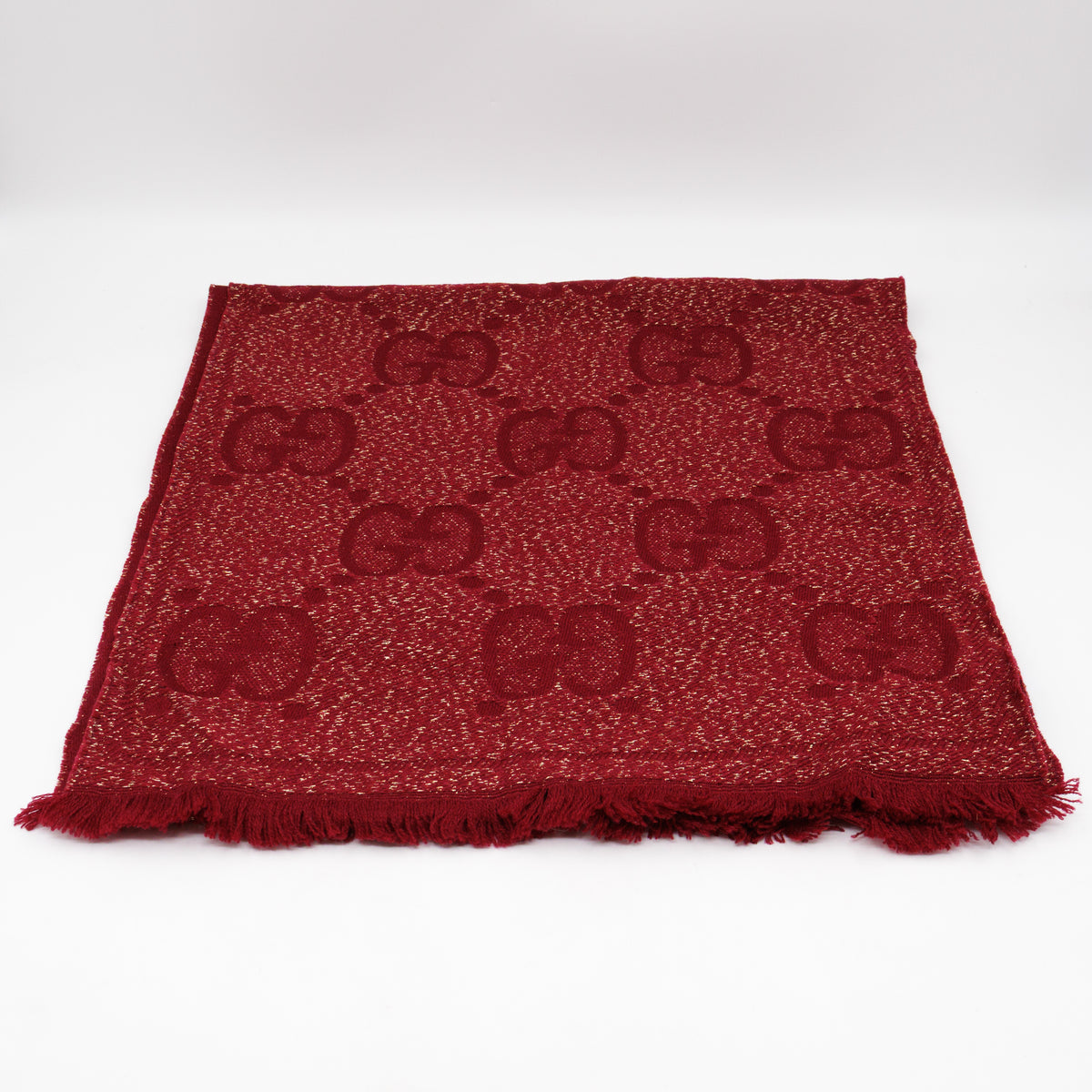 GG Jacquard Knitted Lady Nest Lux Scarf Red & Gold