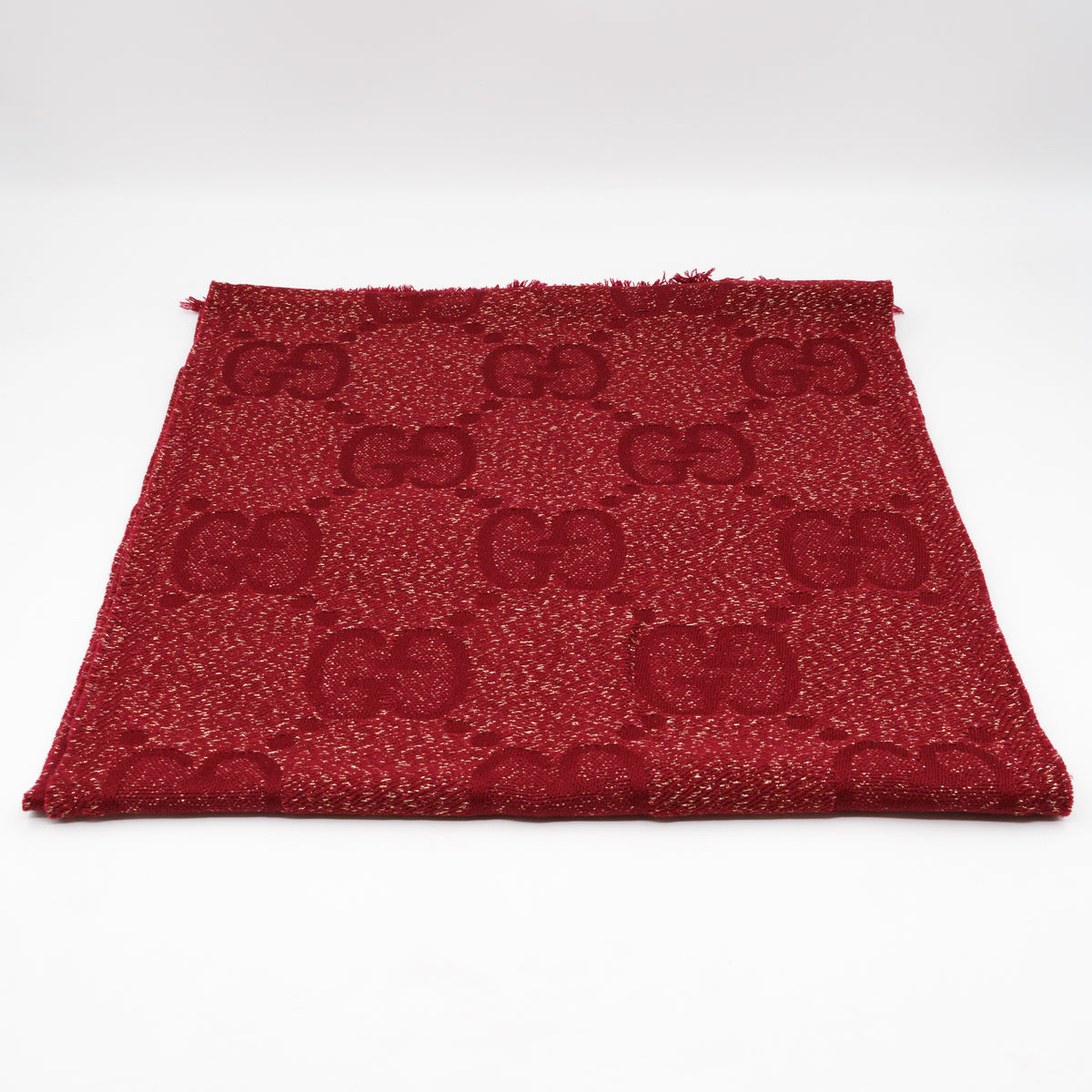 GG Jacquard Knitted Lady Nest Lux Scarf Red & Gold