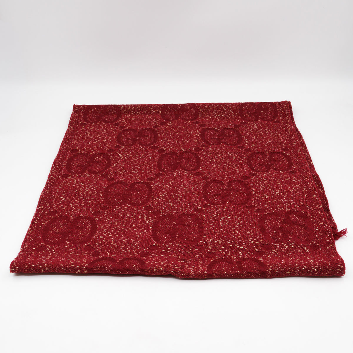 GG Jacquard Knitted Lady Nest Lux Scarf Red & Gold