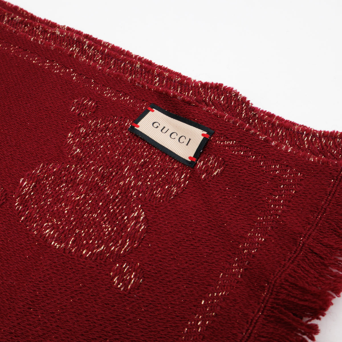GG Jacquard Knitted Lady Nest Lux Scarf Red & Gold