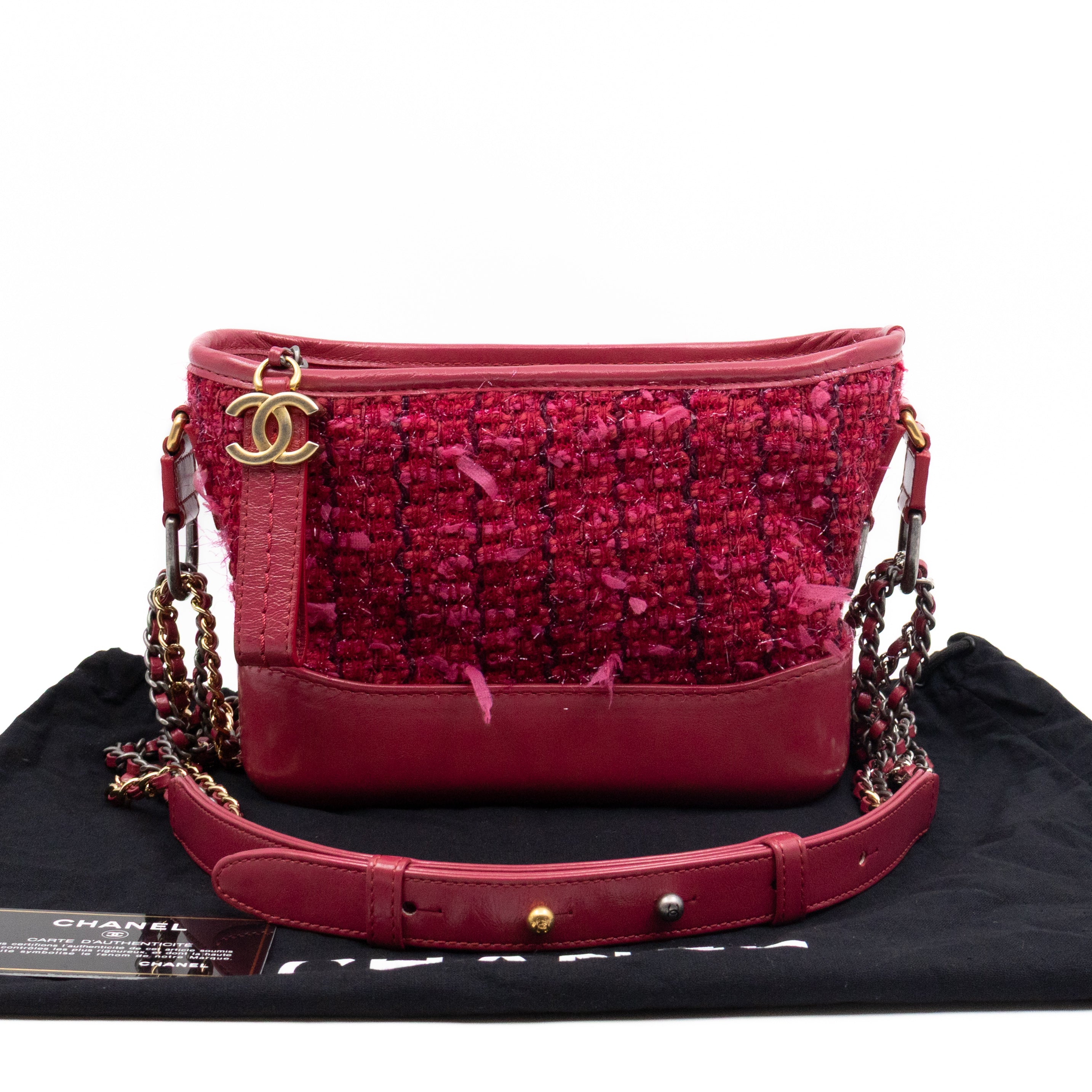 Gabrielle Hobo Small Pink Tweed & Leather