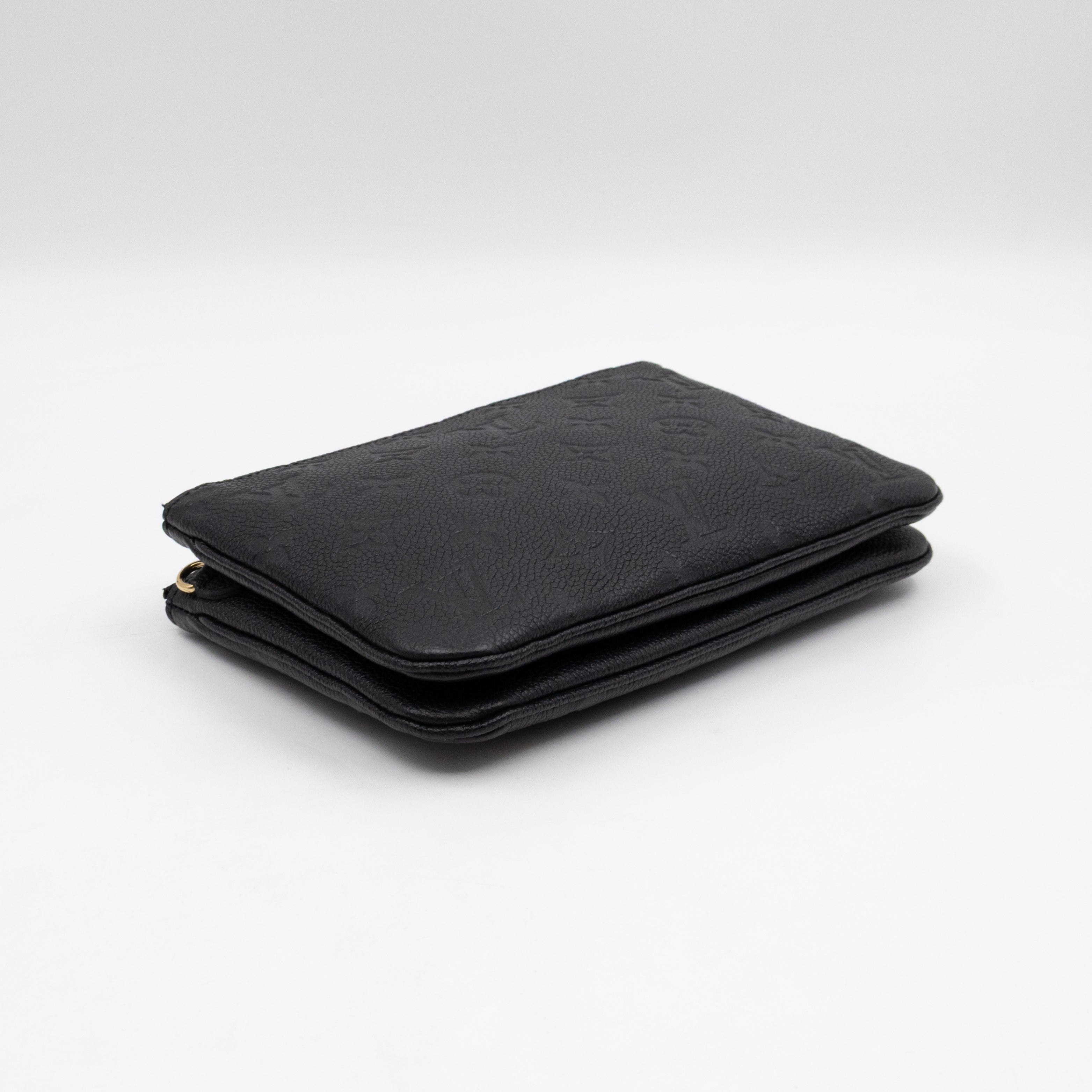 Double Zip Pochette Black Monogram Empreinte