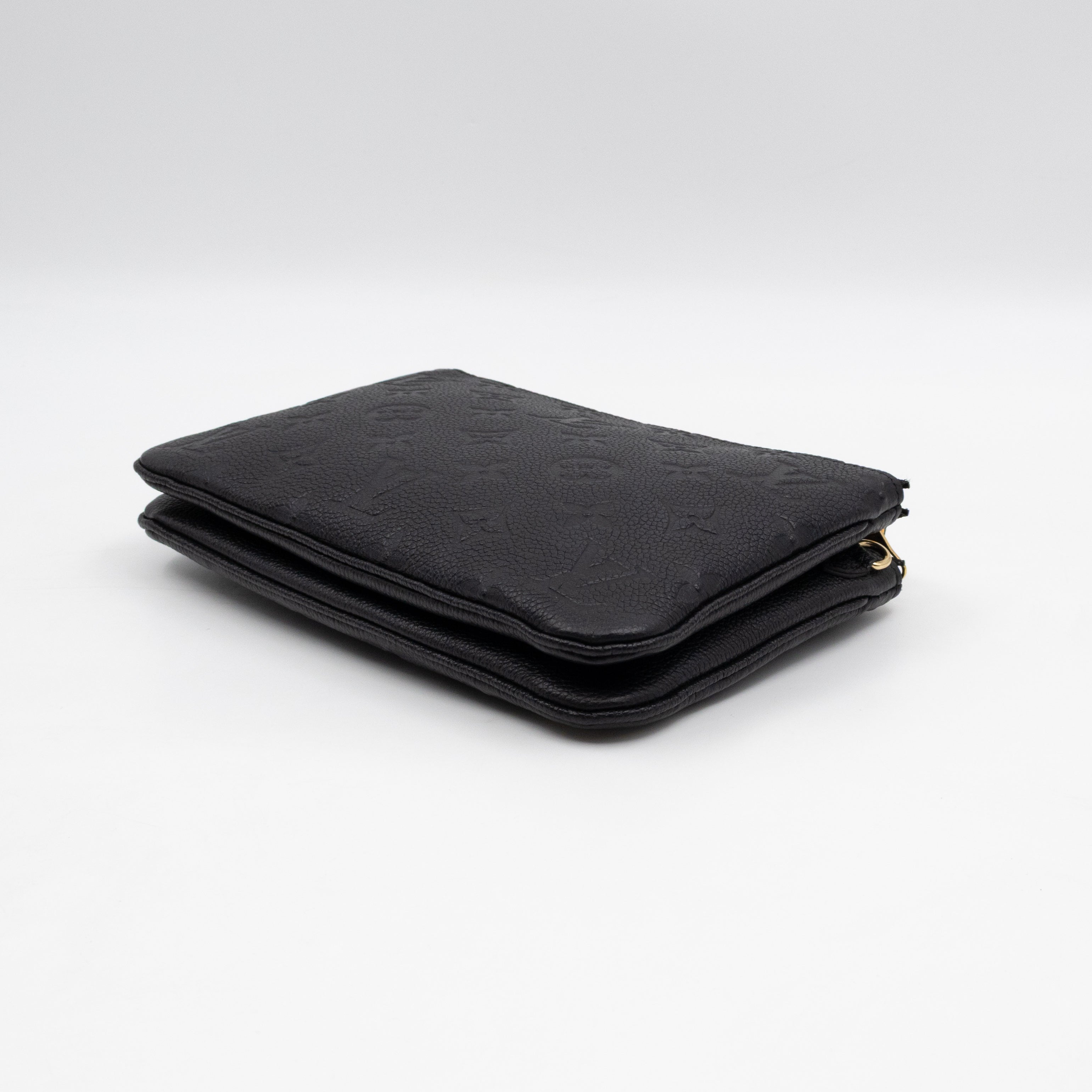 Double Zip Pochette Black Monogram Empreinte