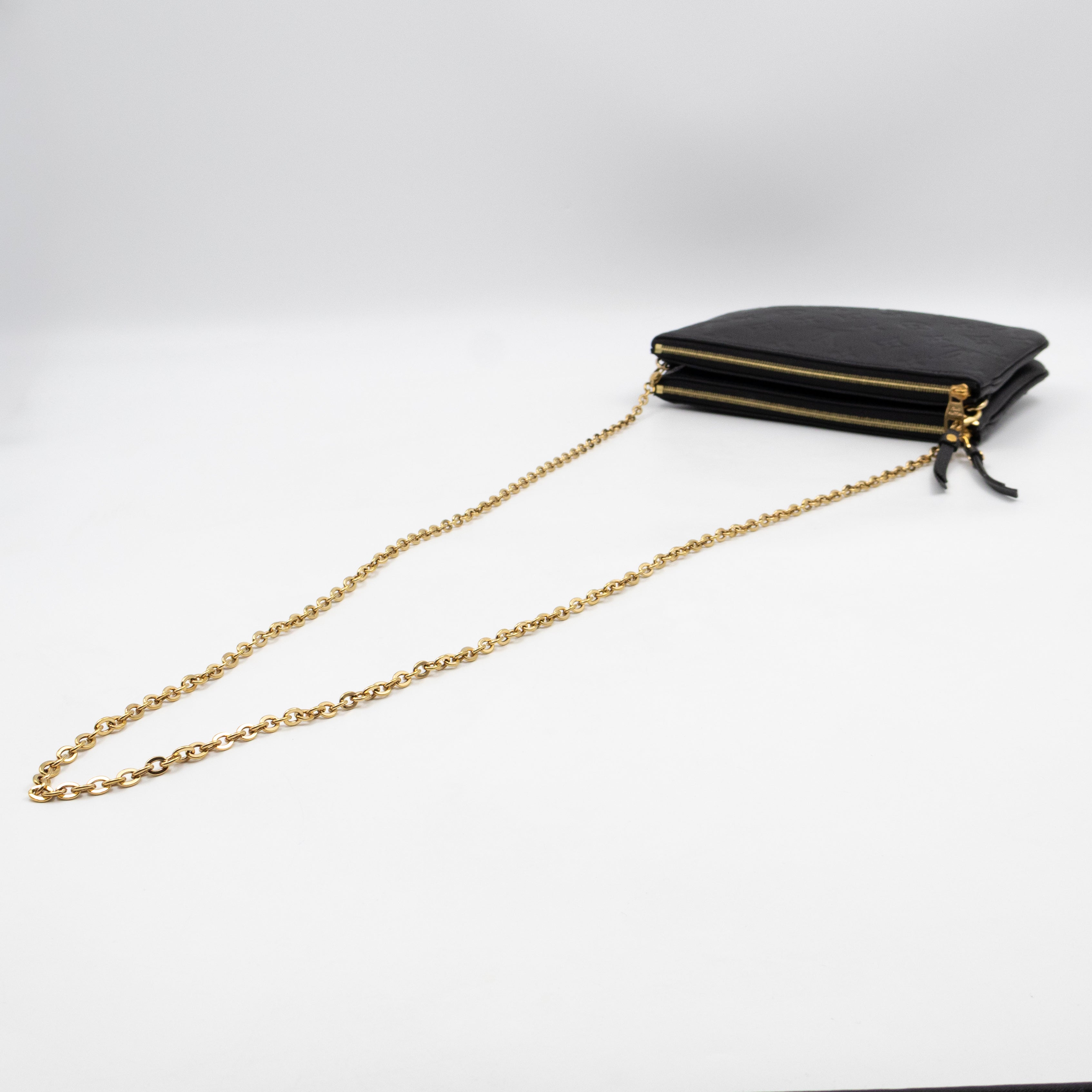 Double Zip Pochette Black Monogram Empreinte