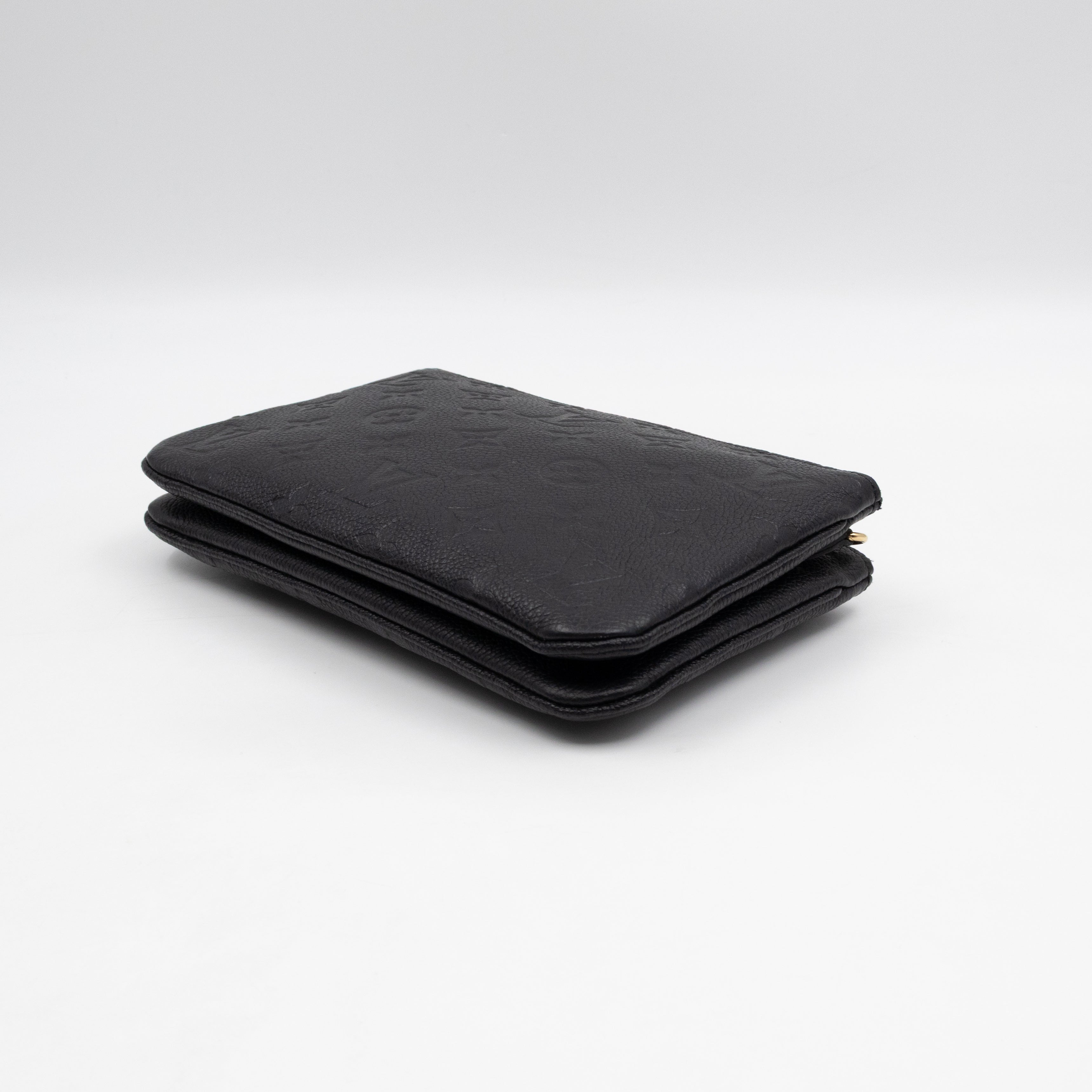 Double Zip Pochette Black Monogram Empreinte