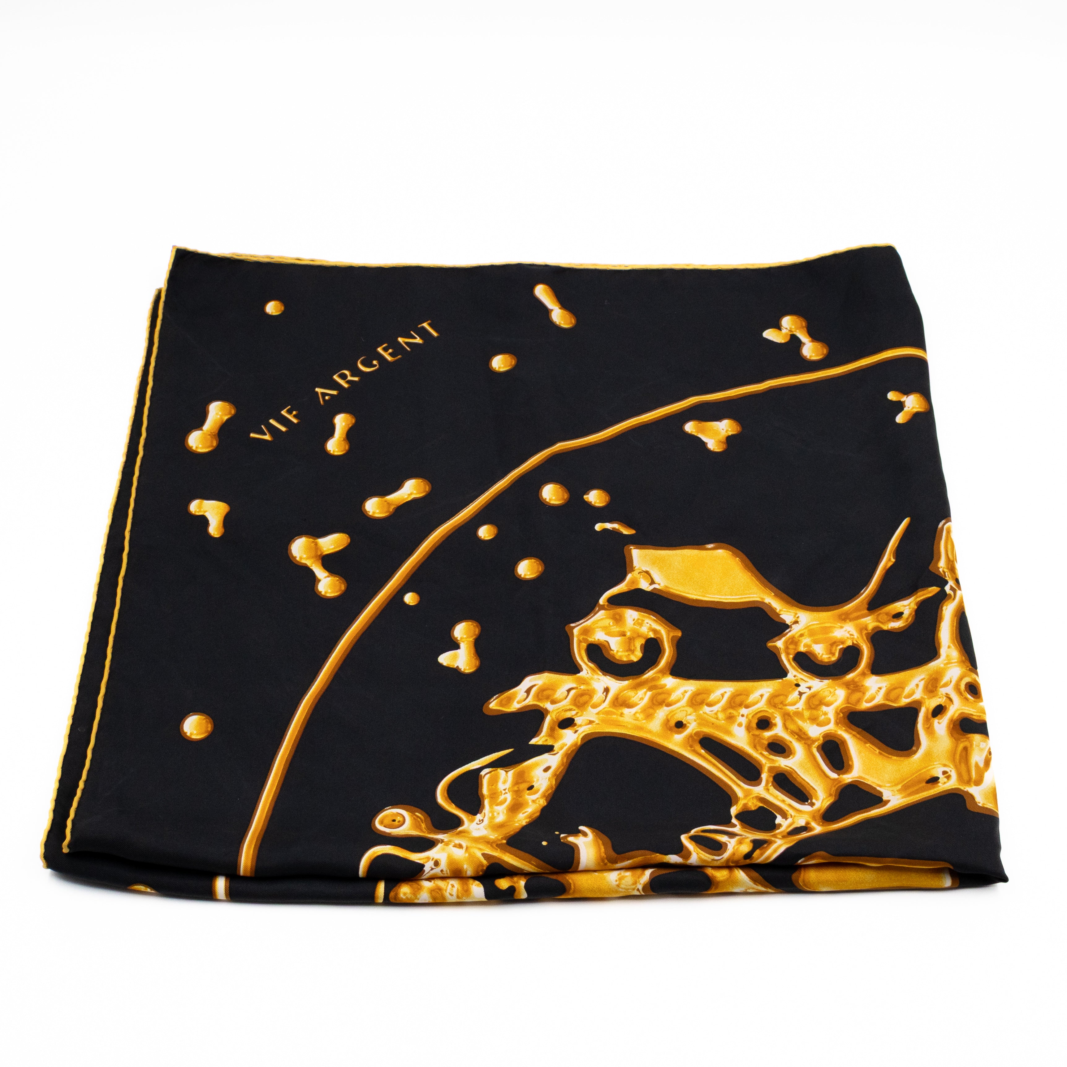 Silk Scarf 90 Vif Argent Black & Gold