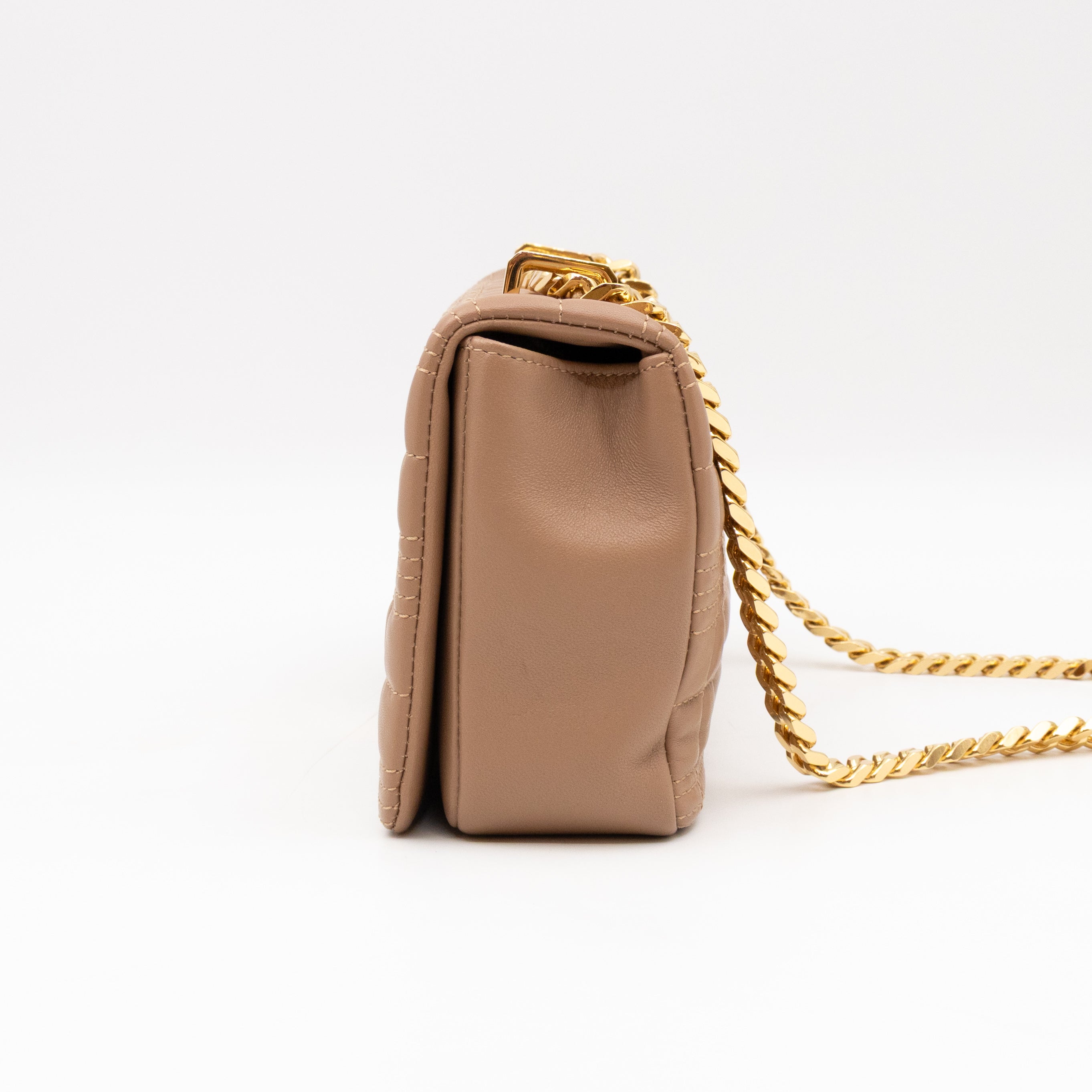 Small Lola Crossbody Bag Nude Quilted Leather