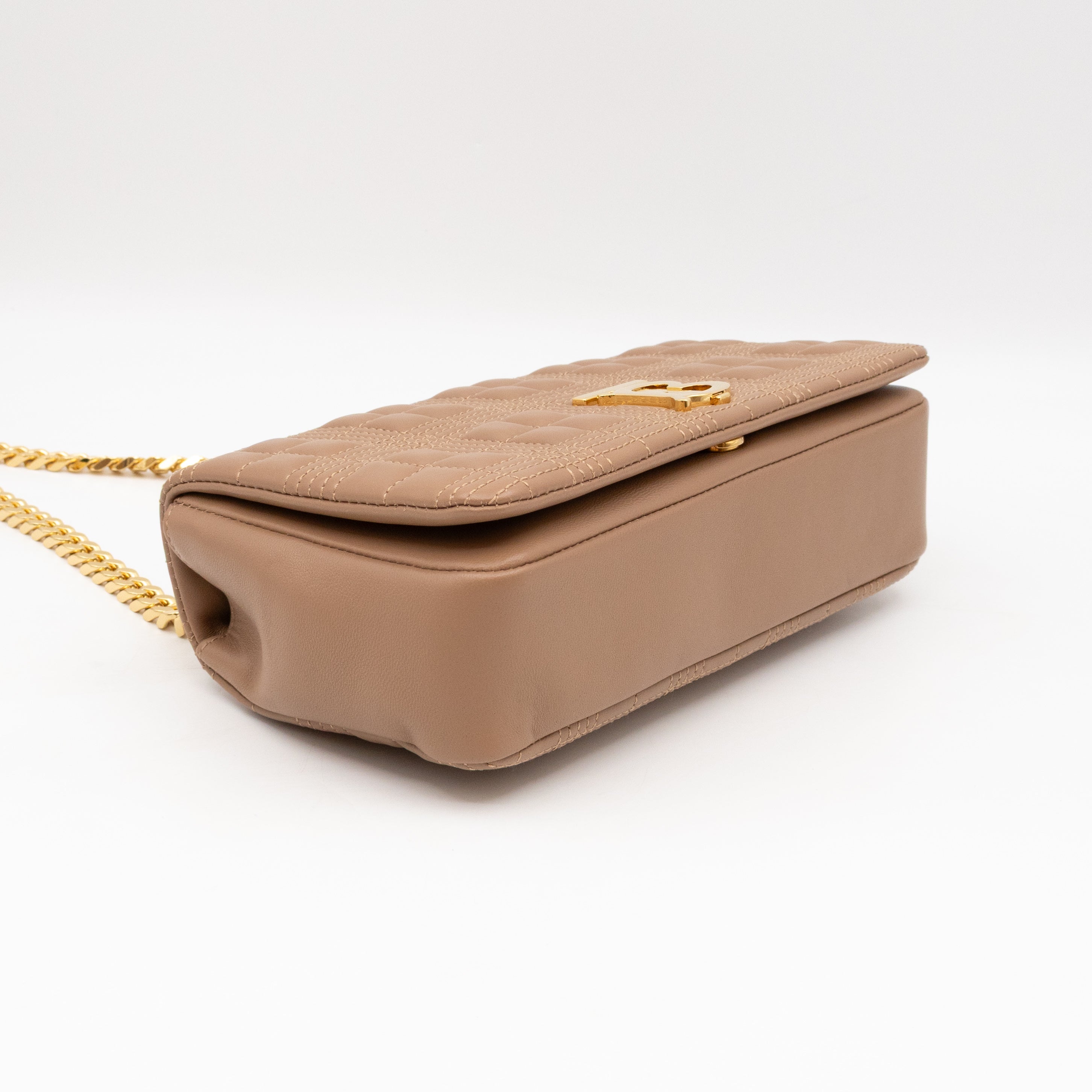 Small Lola Crossbody Bag Nude Quilted Leather