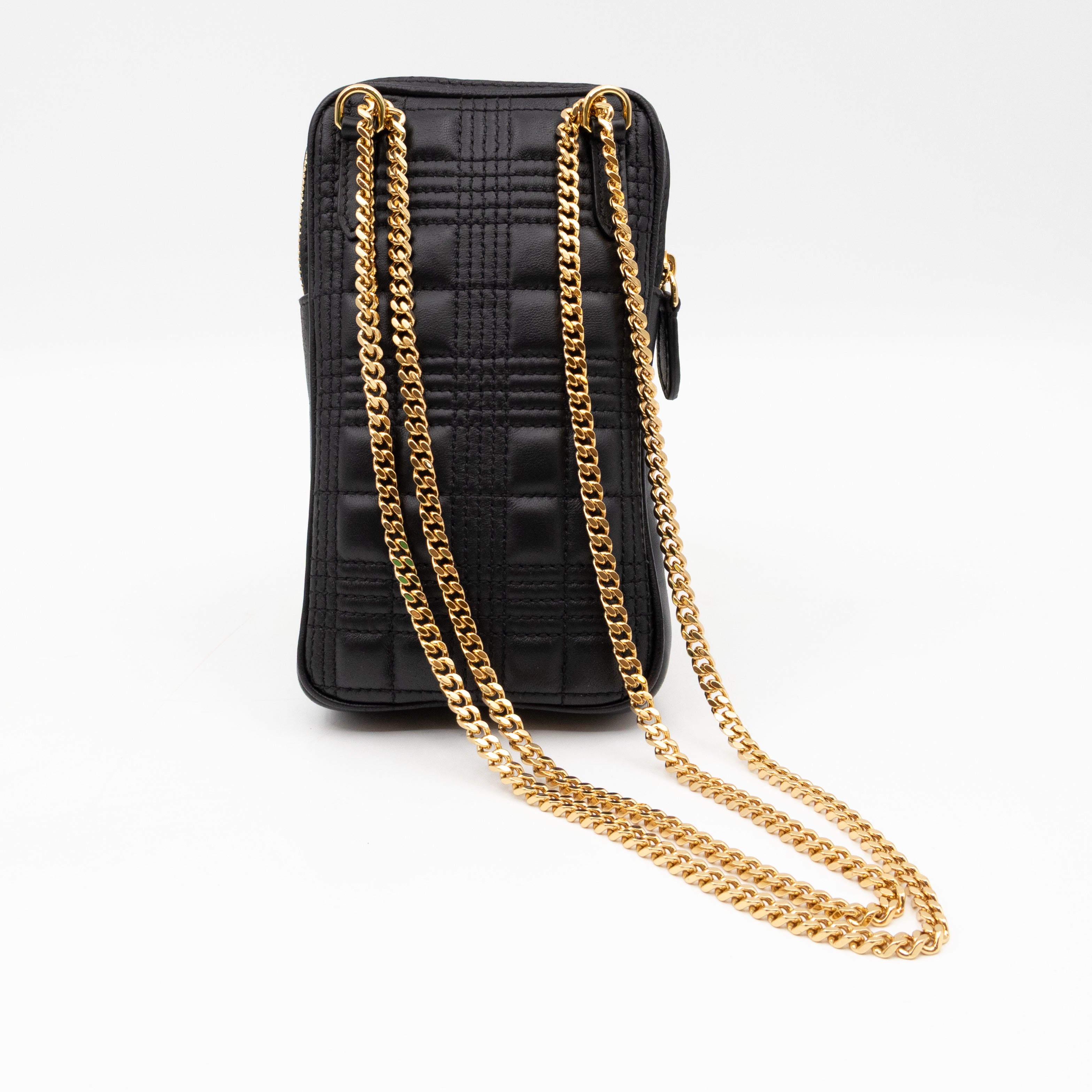 Mini Lola Vertical Crossbody Bag Black Quilted Leather