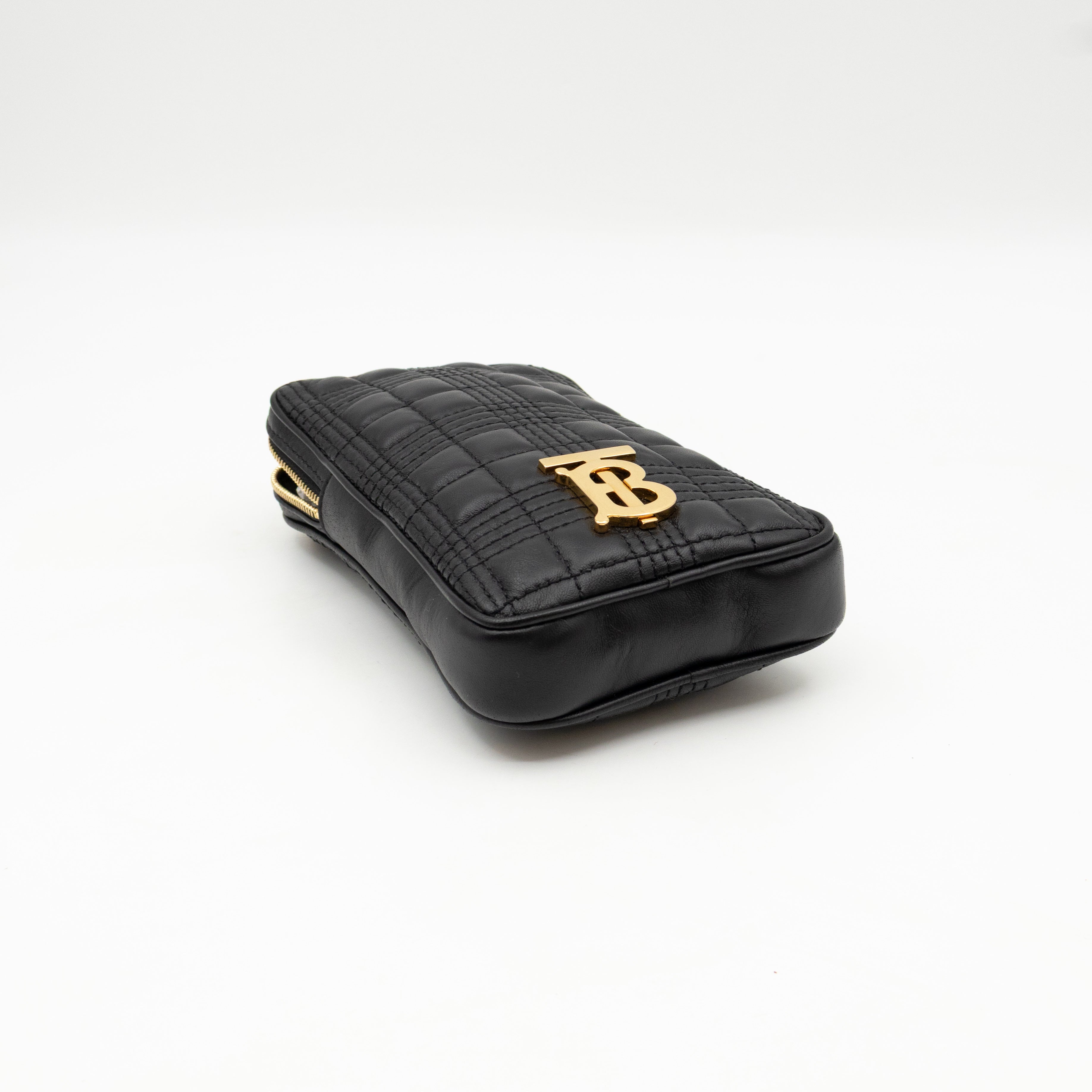 Mini Lola Vertical Crossbody Bag Black Quilted Leather