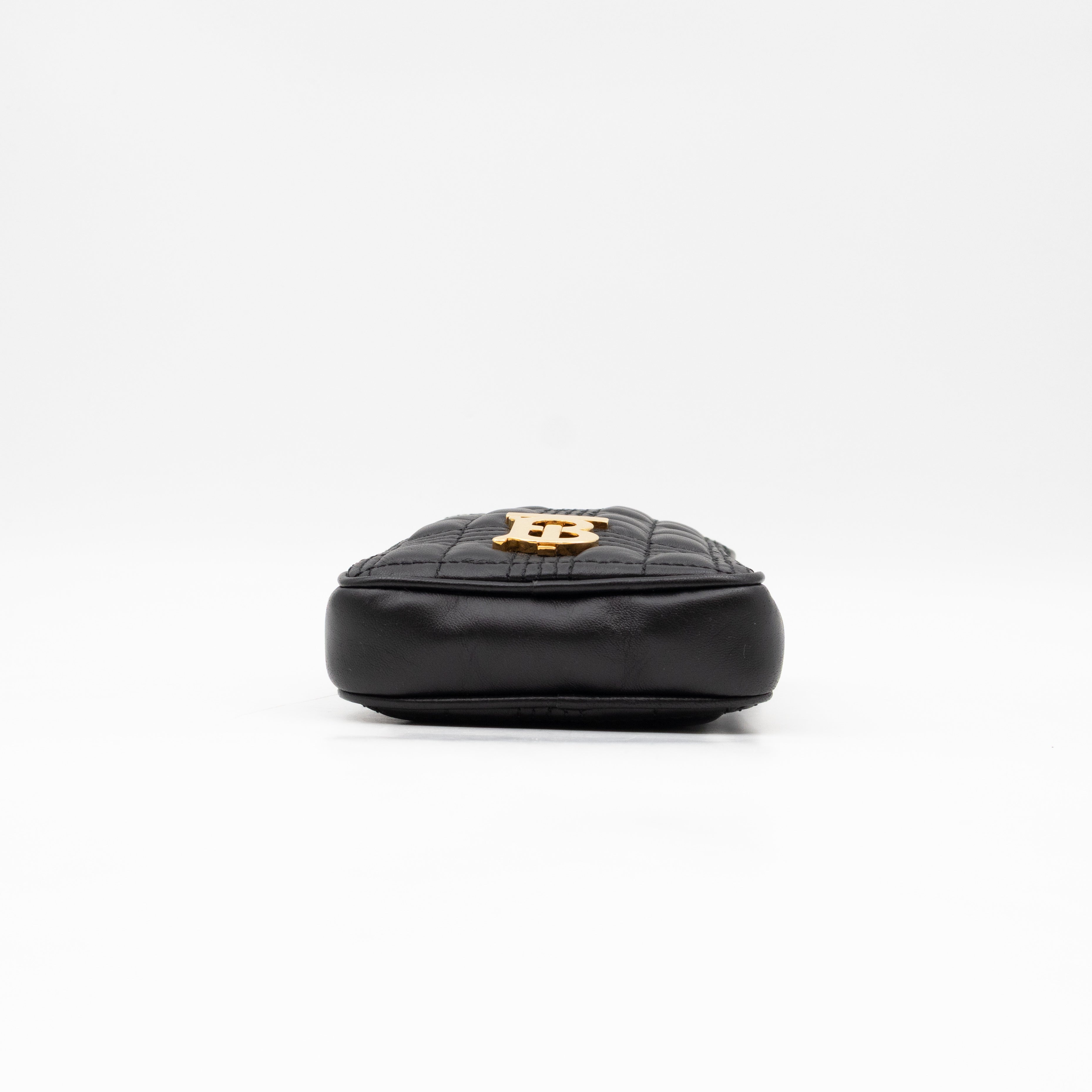 Mini Lola Vertical Crossbody Bag Black Quilted Leather