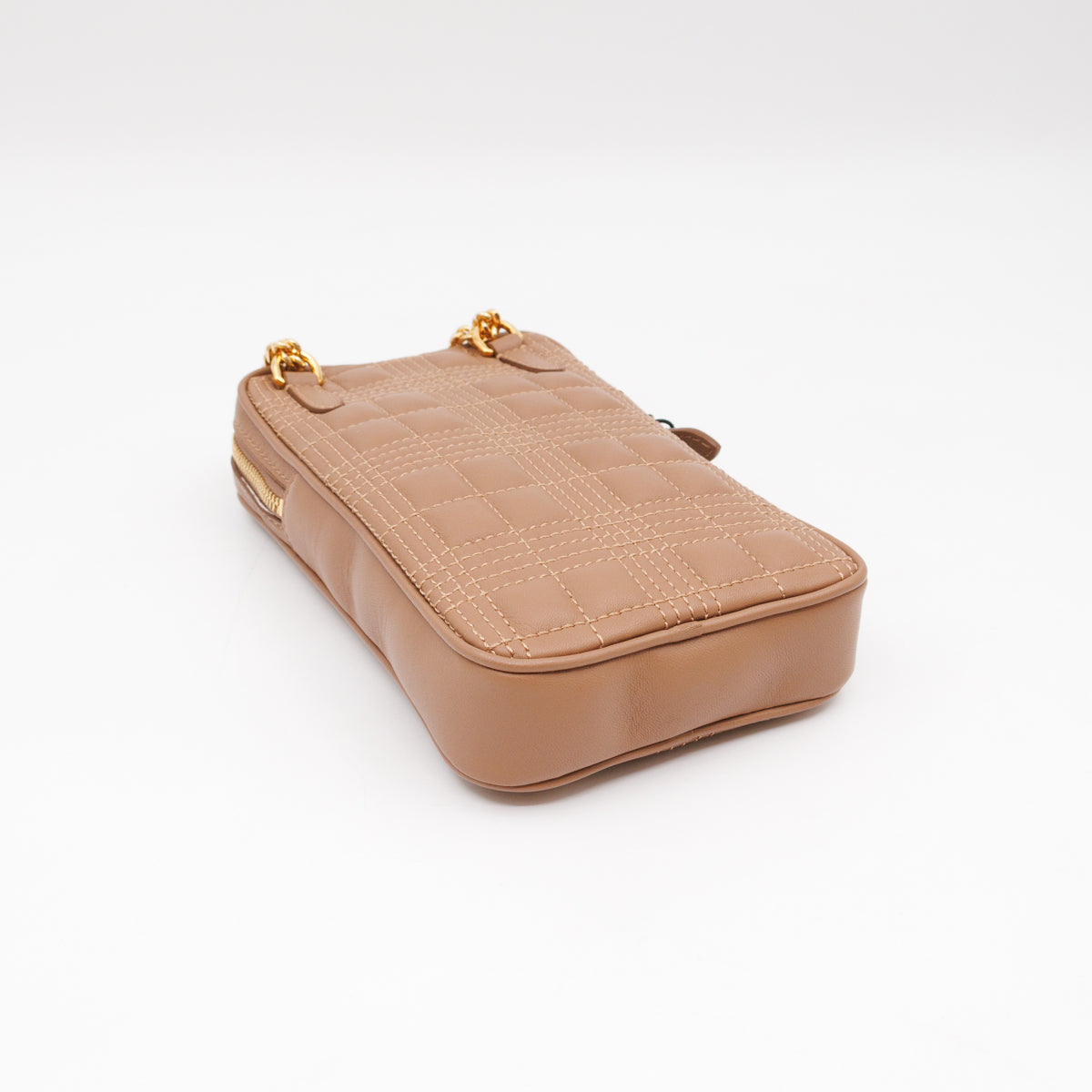 Mini Lola Vertical Crossbody Bag Nude Quilted Leather