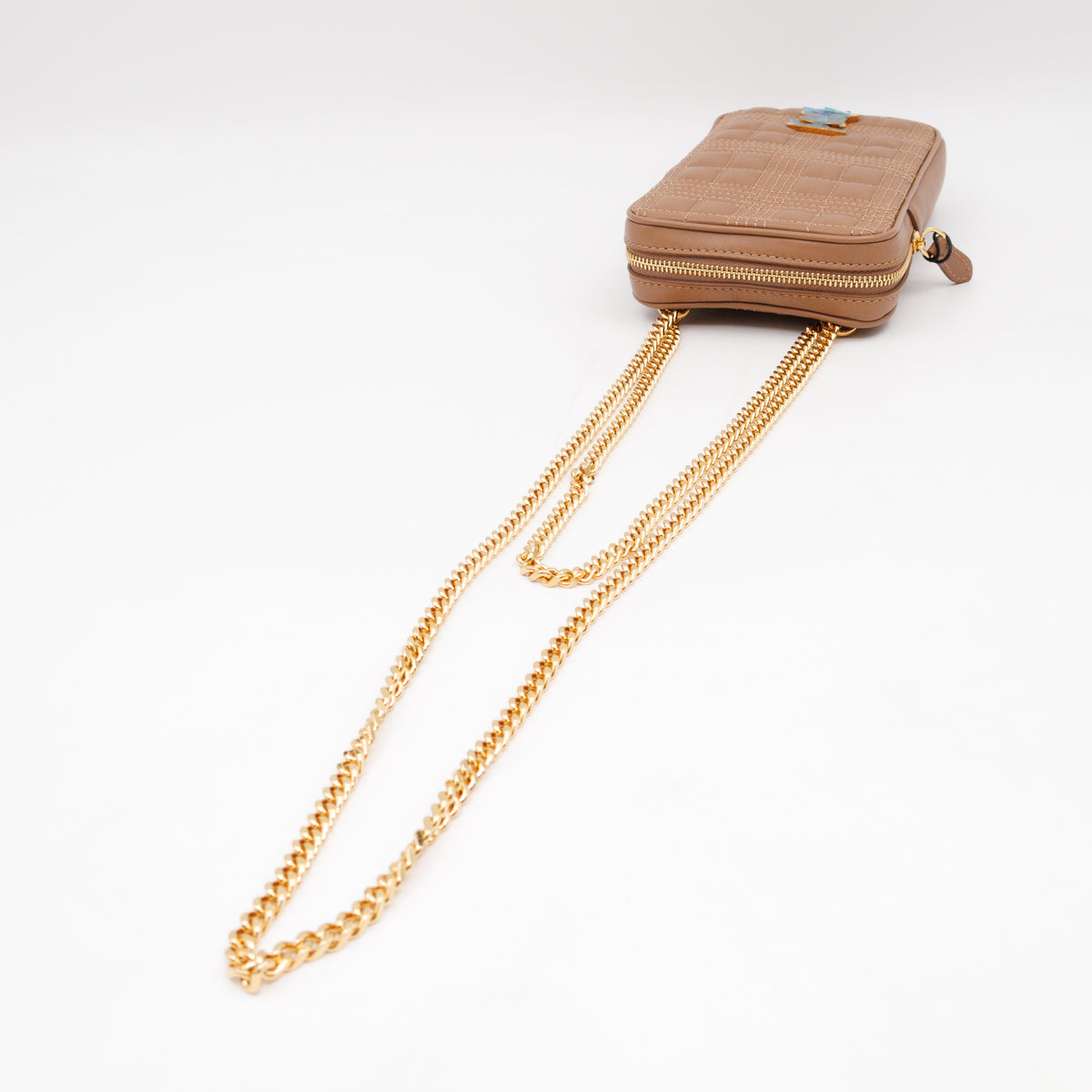 Mini Lola Vertical Crossbody Bag Nude Quilted Leather