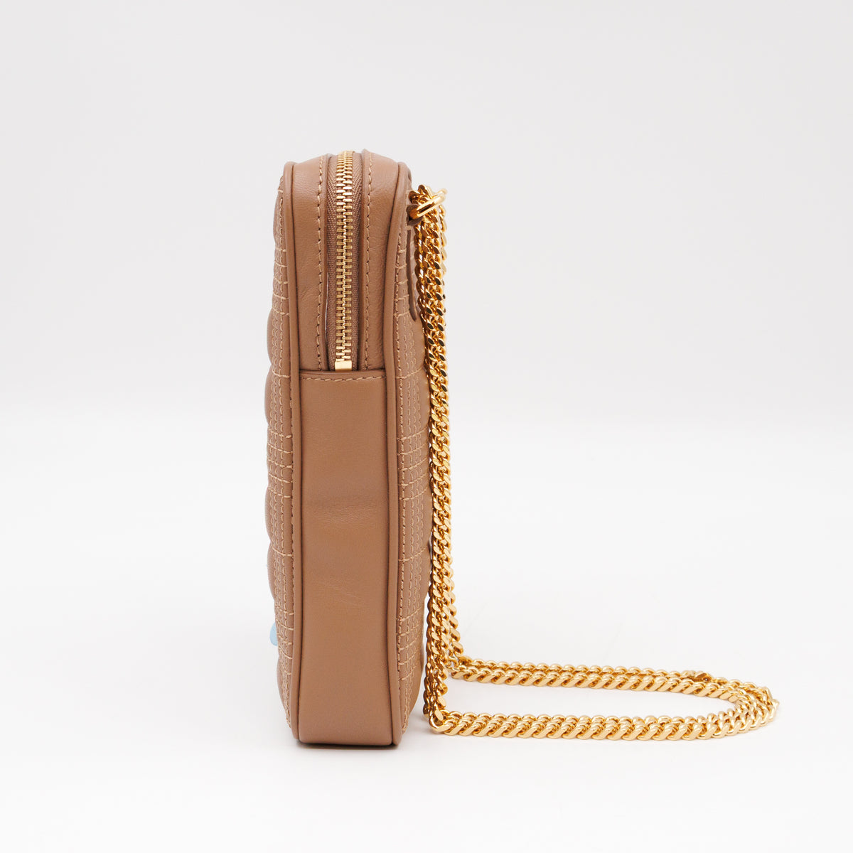 Mini Lola Vertical Crossbody Bag Nude Quilted Leather
