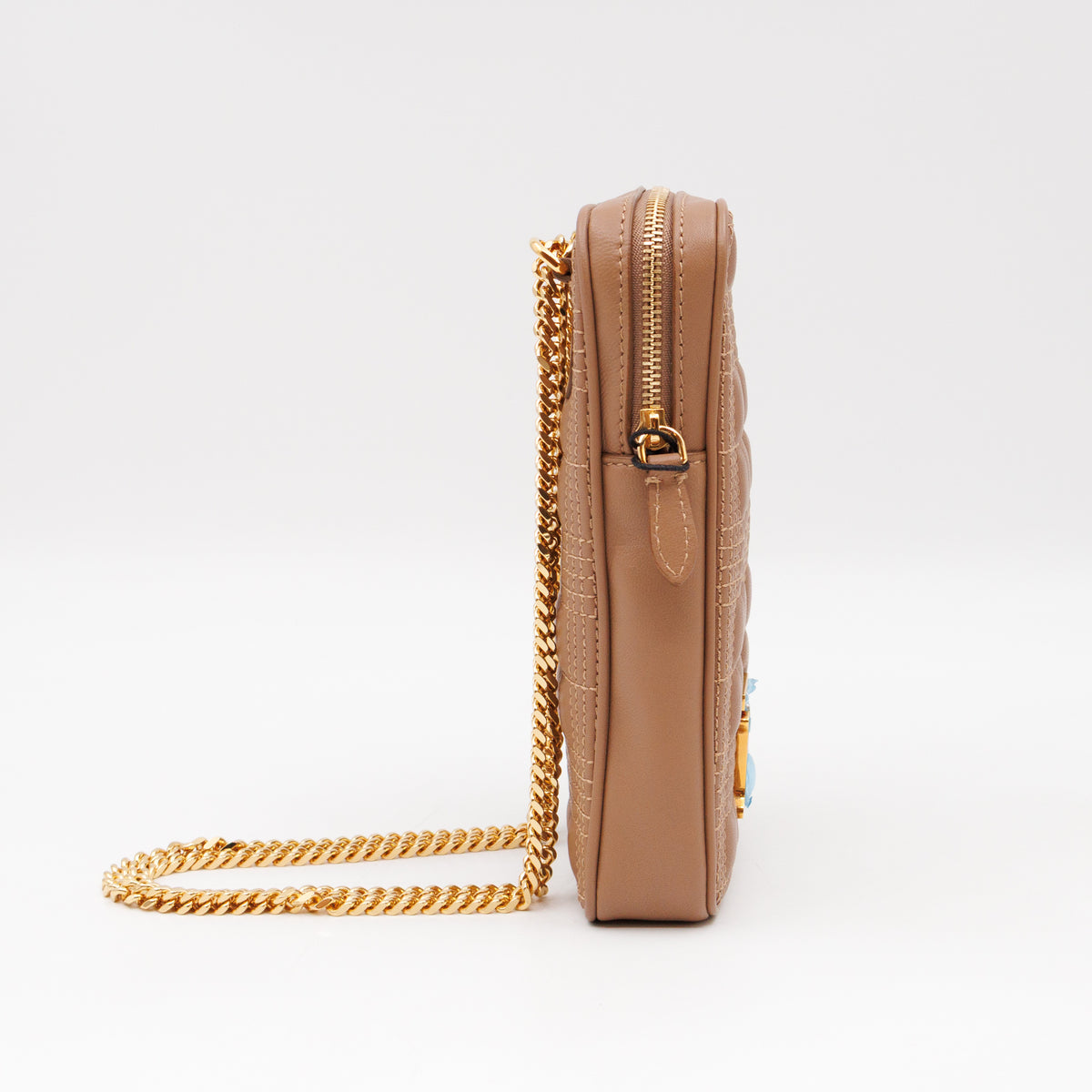 Mini Lola Vertical Crossbody Bag Nude Quilted Leather