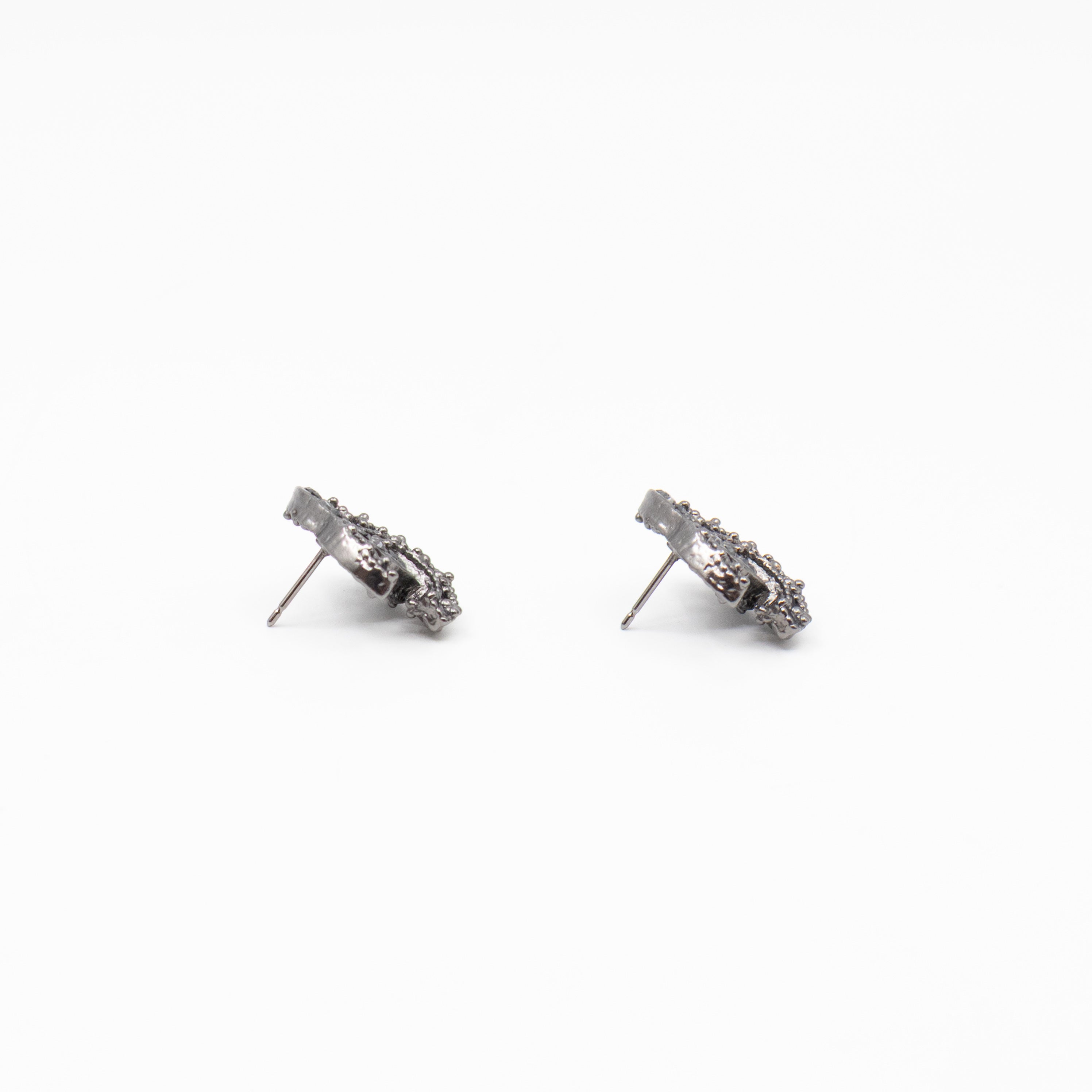 CC Crystal Earrings Black & Ruthenium