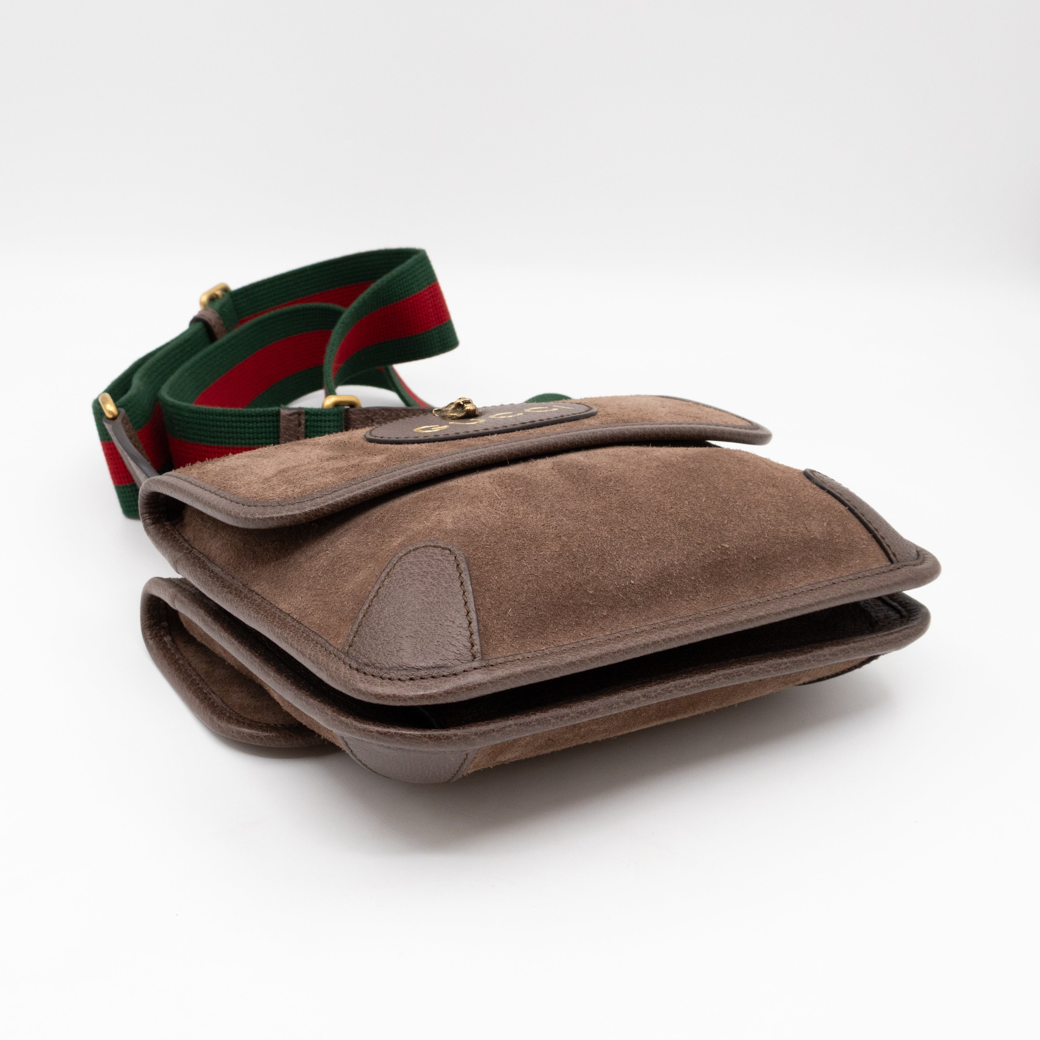 Neo Small Flap Messenger Bag Brown Suede