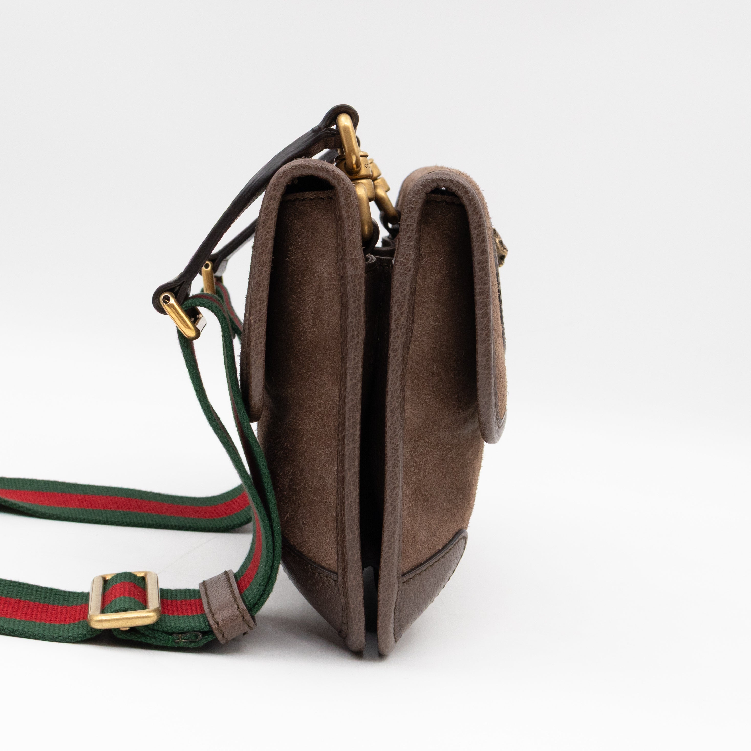 Neo Small Flap Messenger Bag Brown Suede