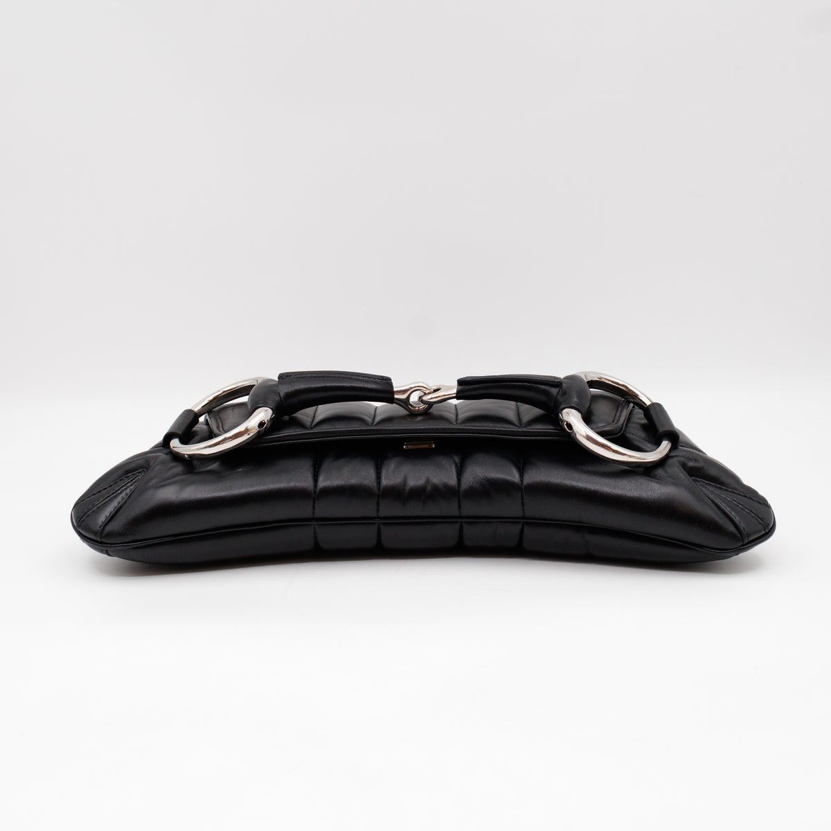 Horsebit Chain Medium Shoulder Bag Black Quilted Lambskin Leather