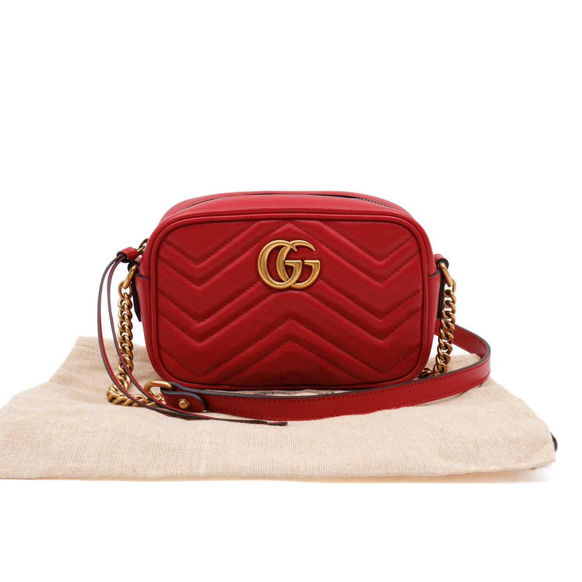 GG Marmont Matelassé Mini Red Leather