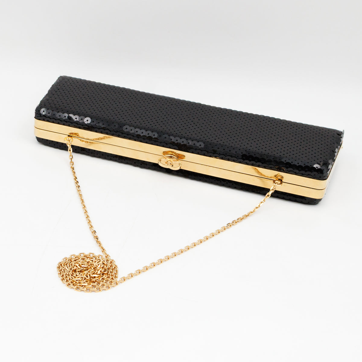 Broadway Clutch Black Sequins Satin