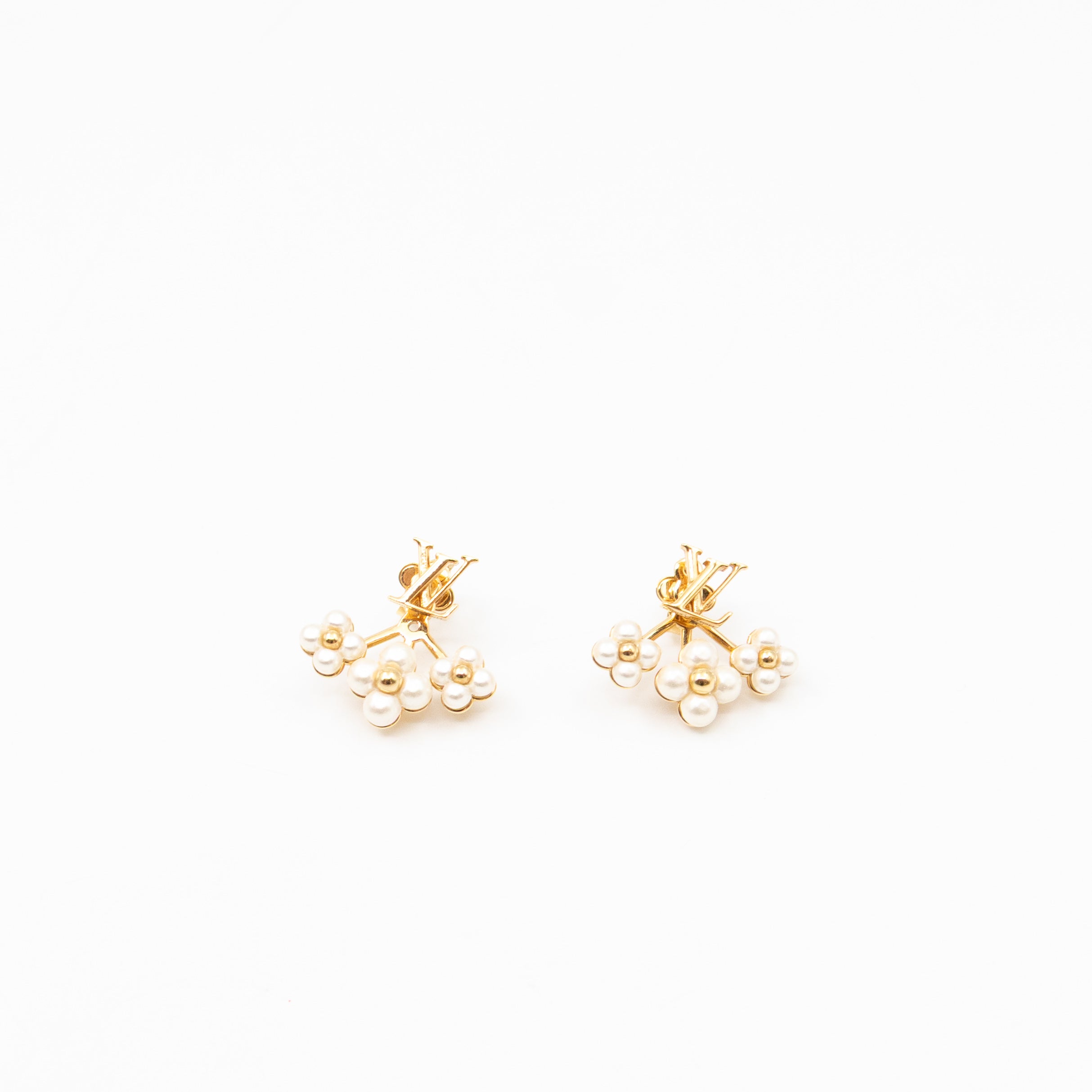 Floragram Earrings Resin Beads White & Gold
