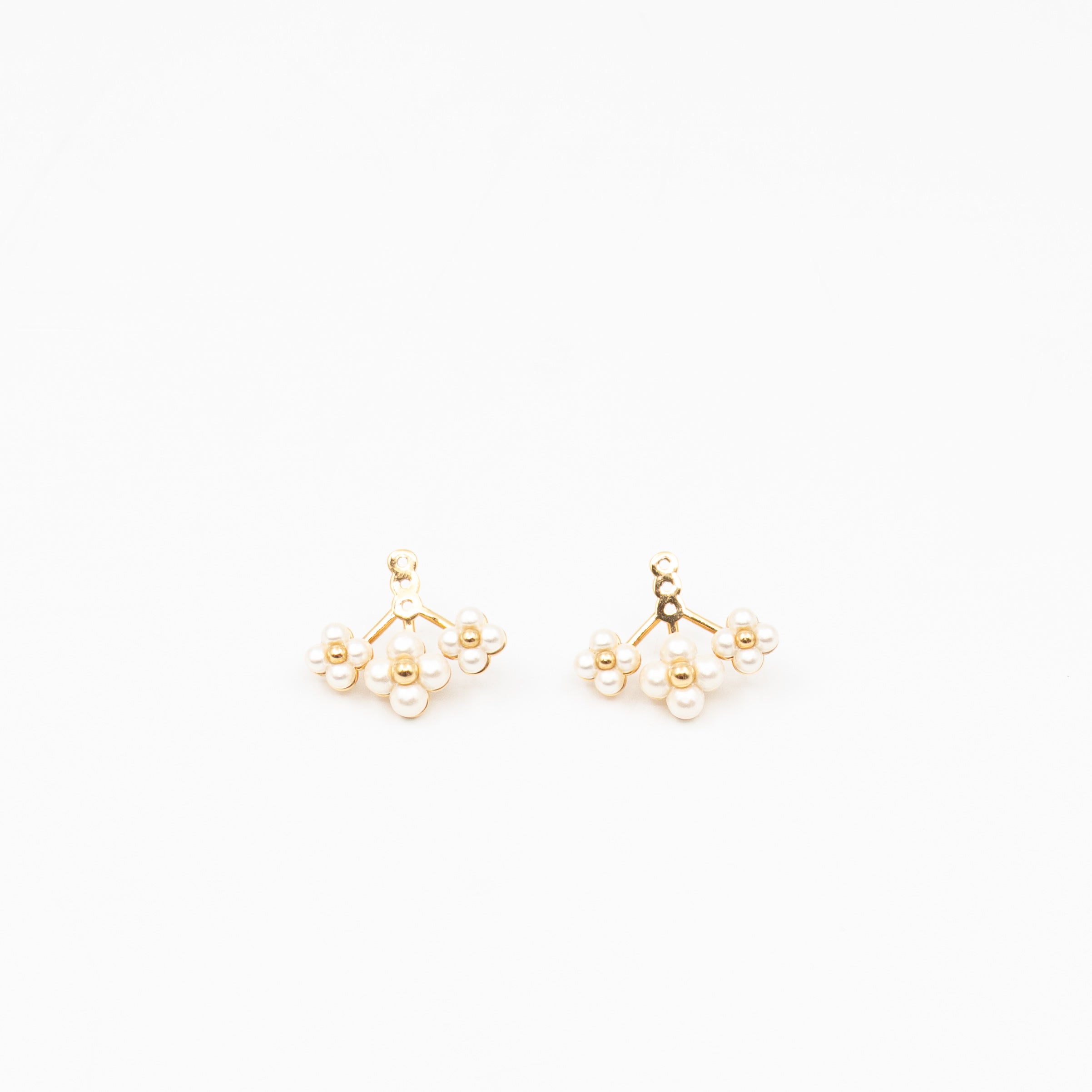 Floragram Earrings Resin Beads White & Gold