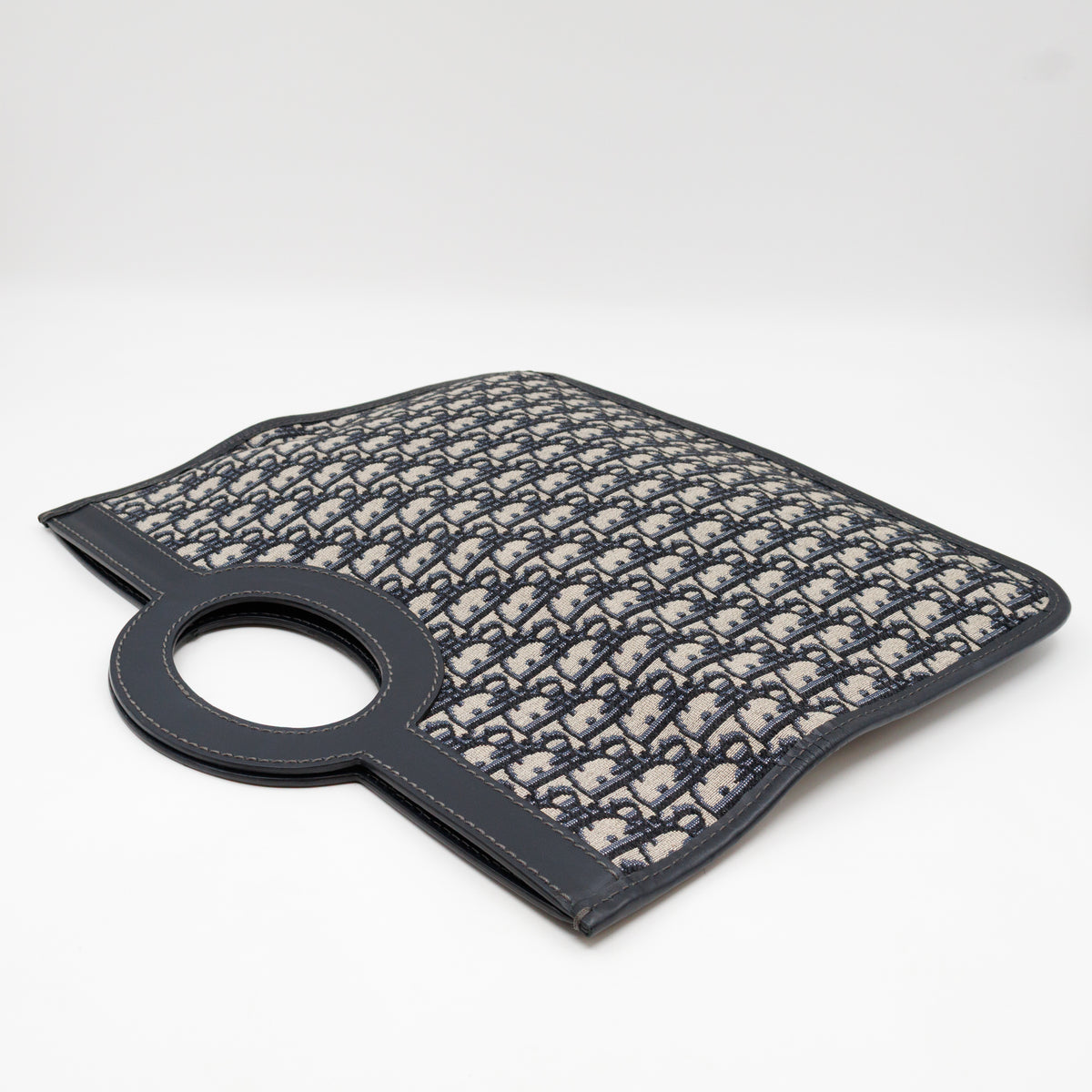 Fold Over Clutch Bag Blue Oblique Jacquard
