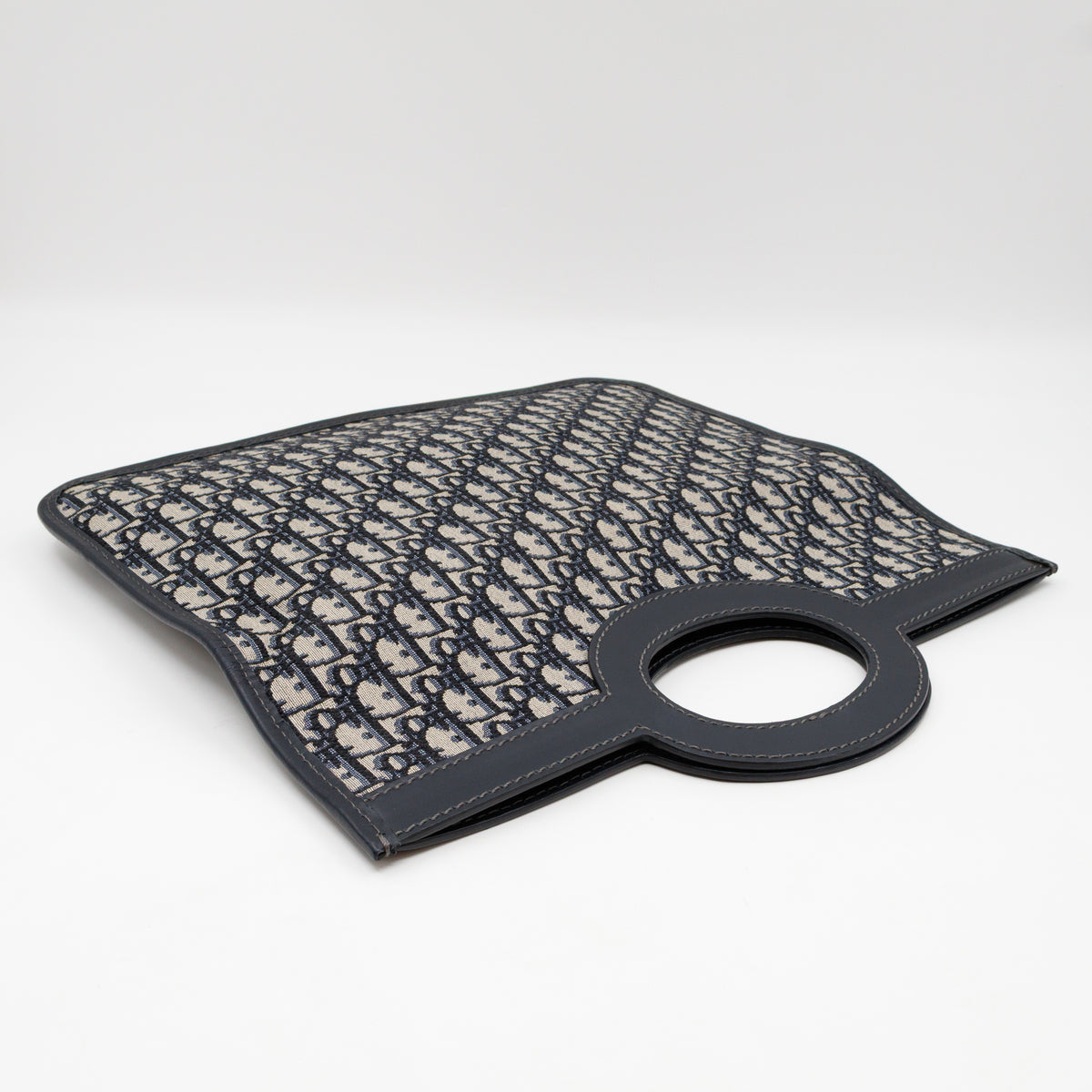 Fold Over Clutch Bag Blue Oblique Jacquard