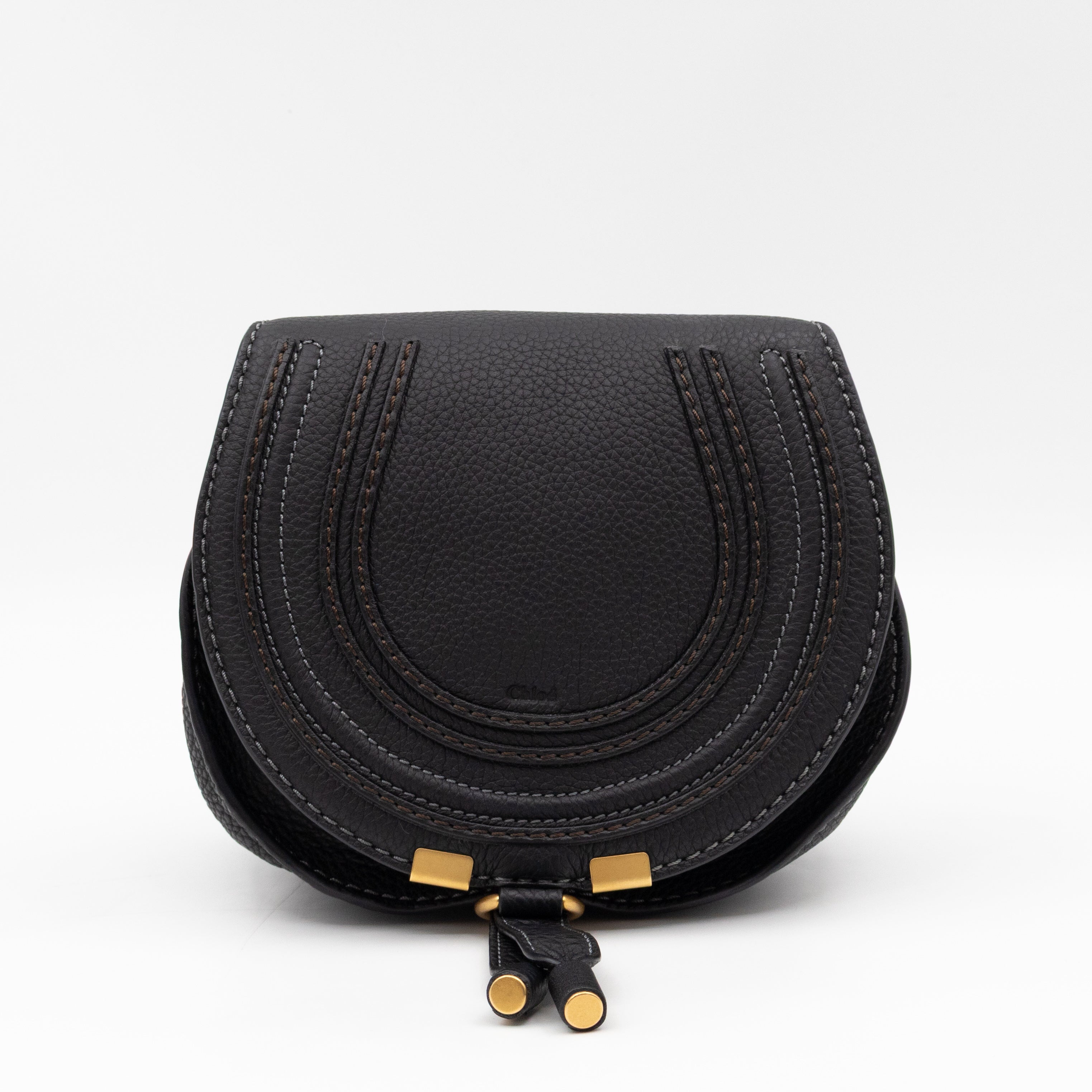 Marcie Saddle Small Crossbody Bag Black Leather