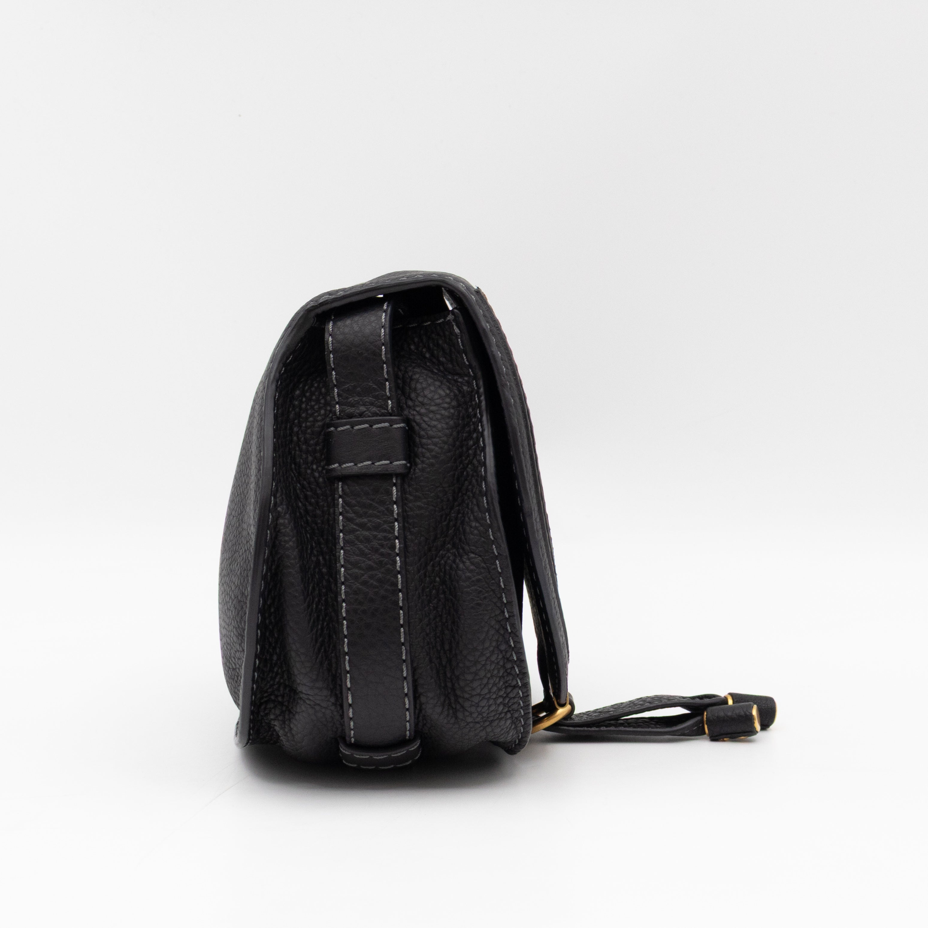 Marcie Saddle Small Crossbody Bag Black Leather