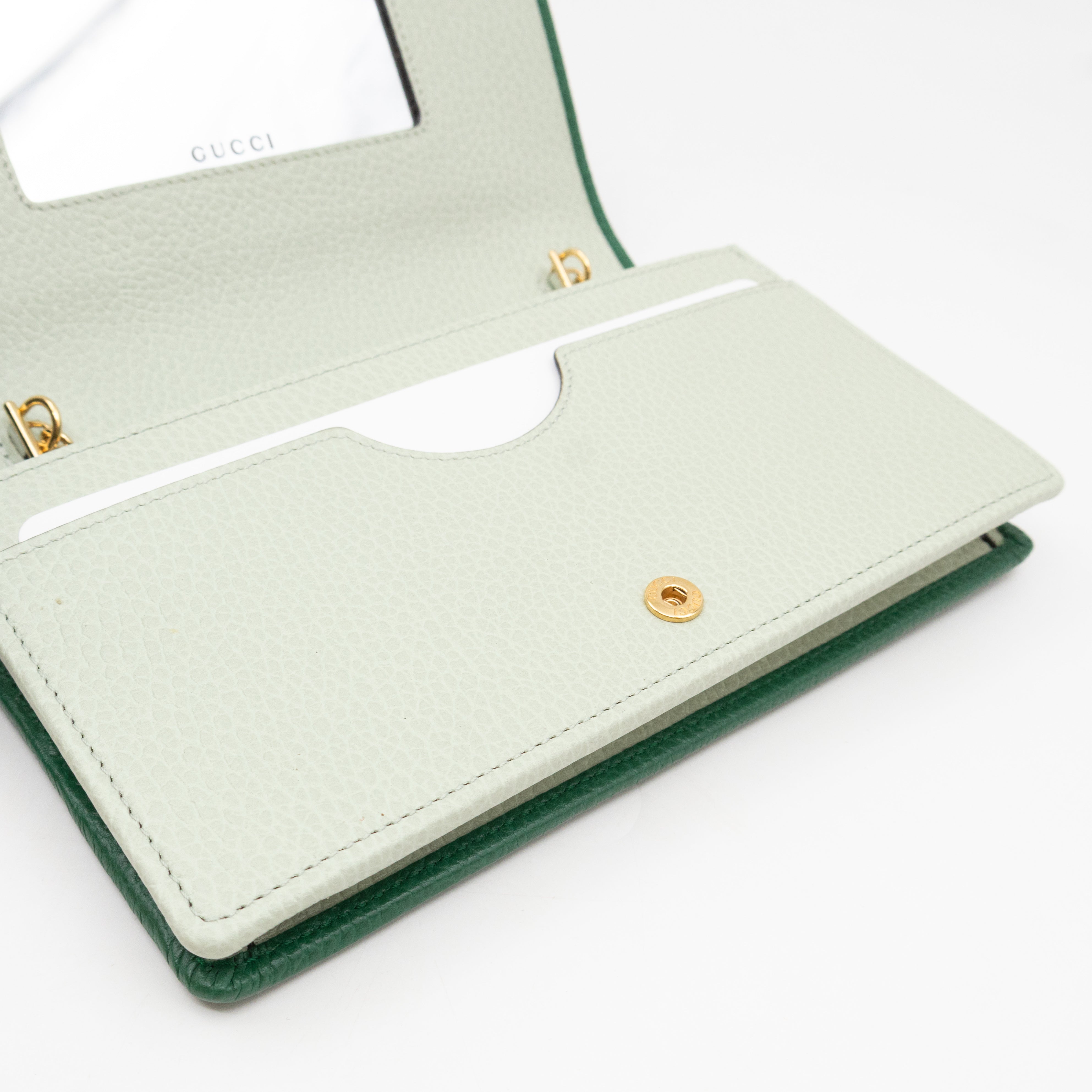Bi-color GG Marmont Wallet On Chain Green Leather