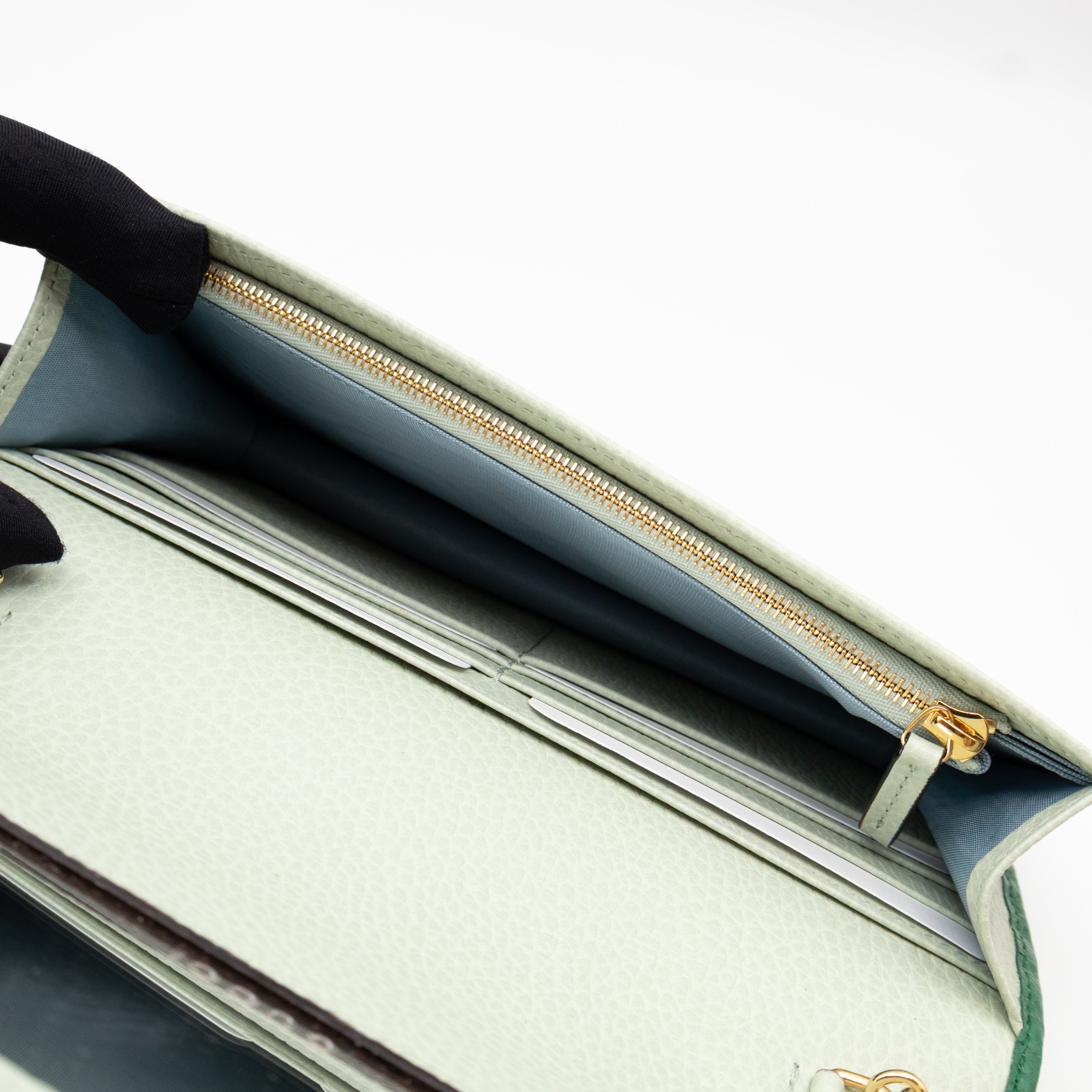 Bi-color GG Marmont Wallet On Chain Green Leather