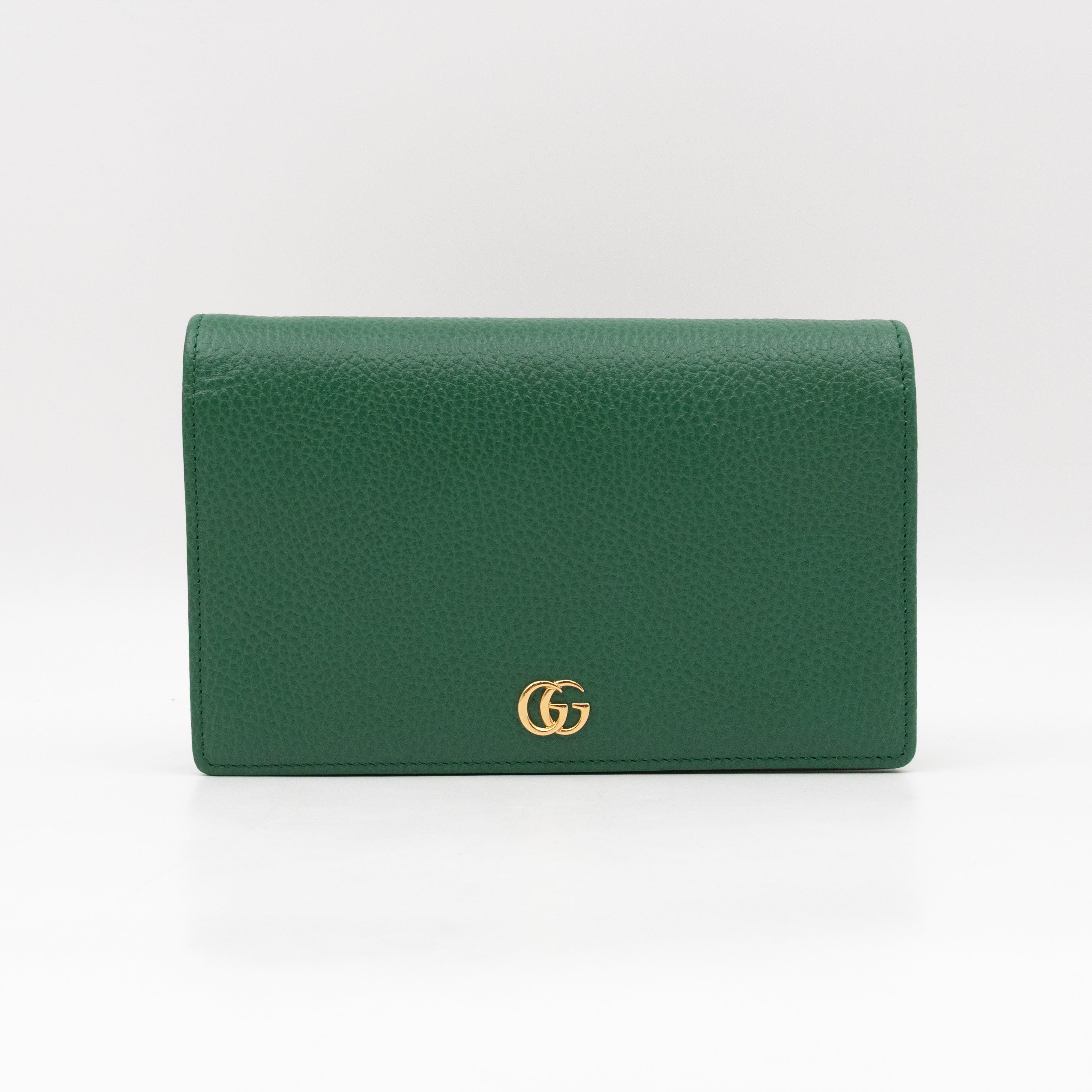 Bi-color GG Marmont Wallet On Chain Green Leather