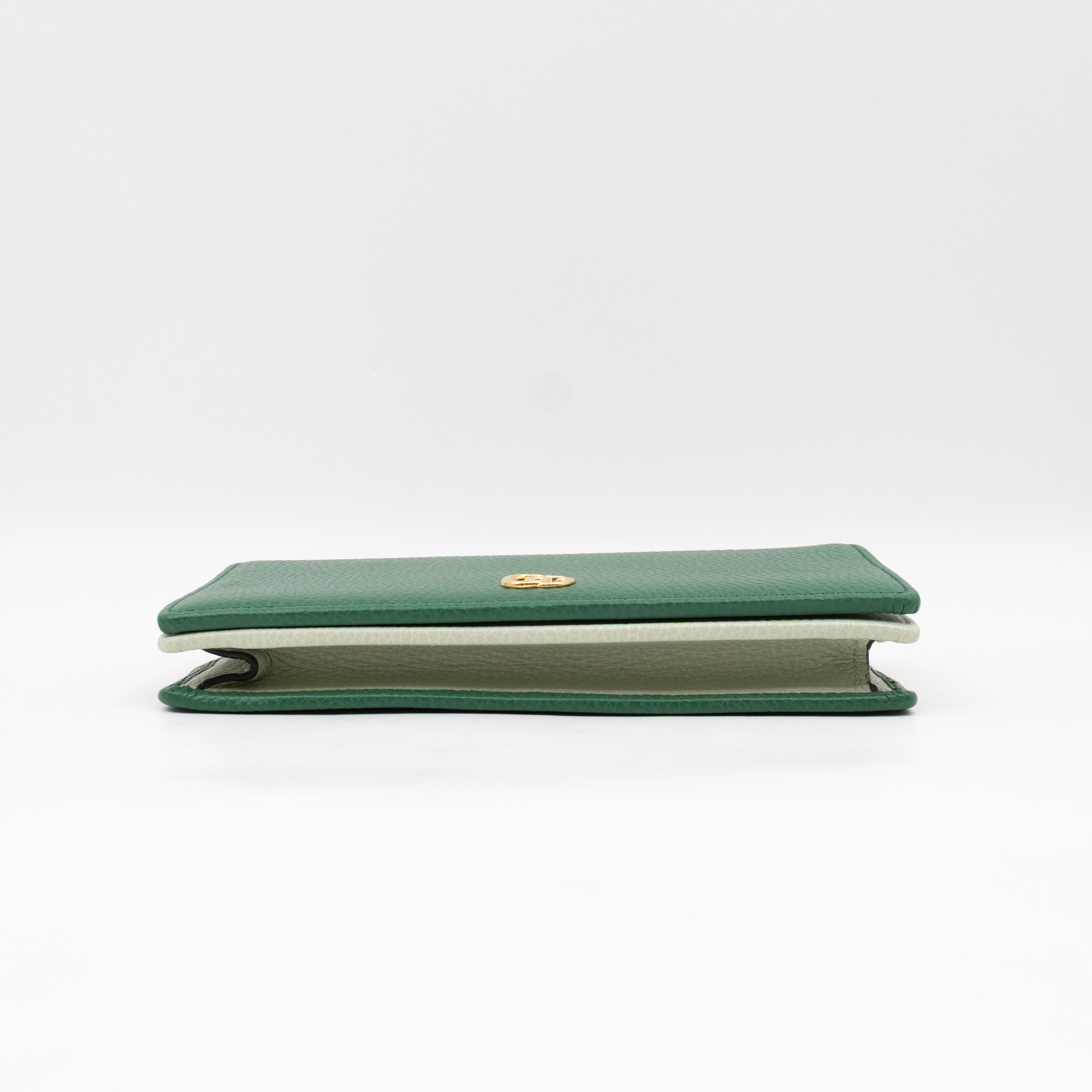 Bi-color GG Marmont Wallet On Chain Green Leather