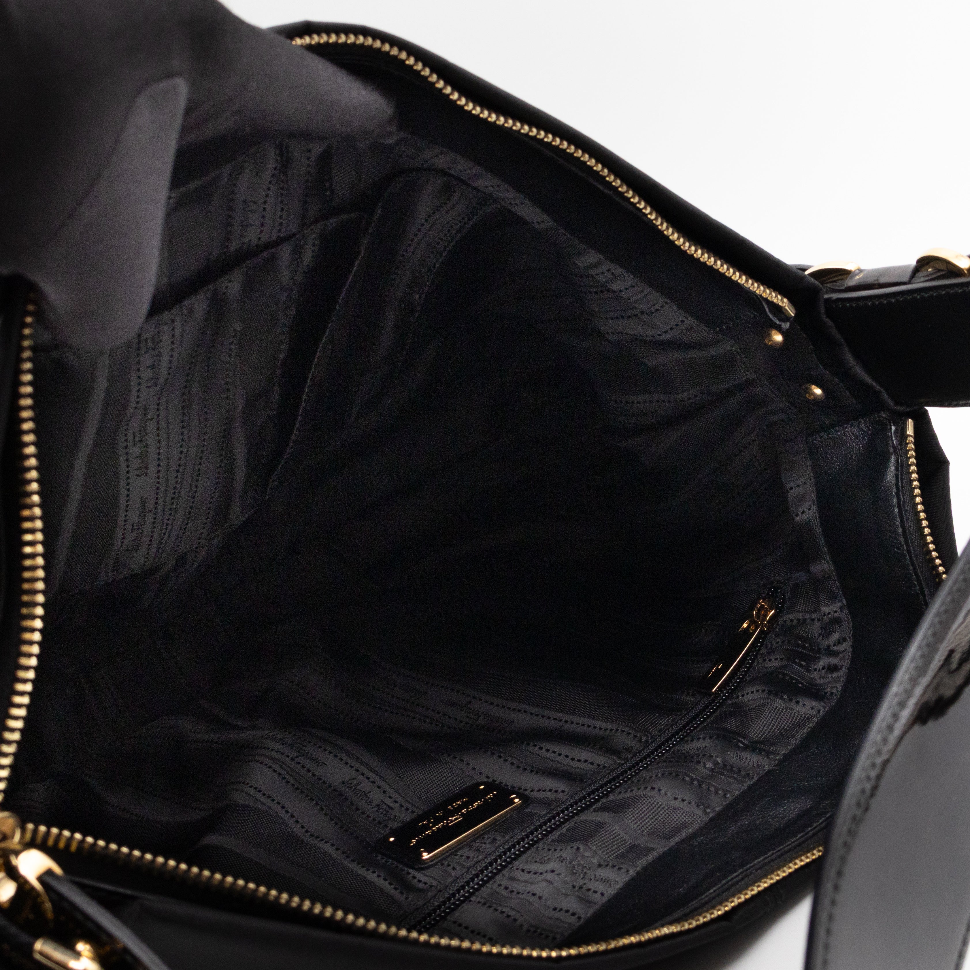 Shoulder Bag Black Nylon & Patent Leather