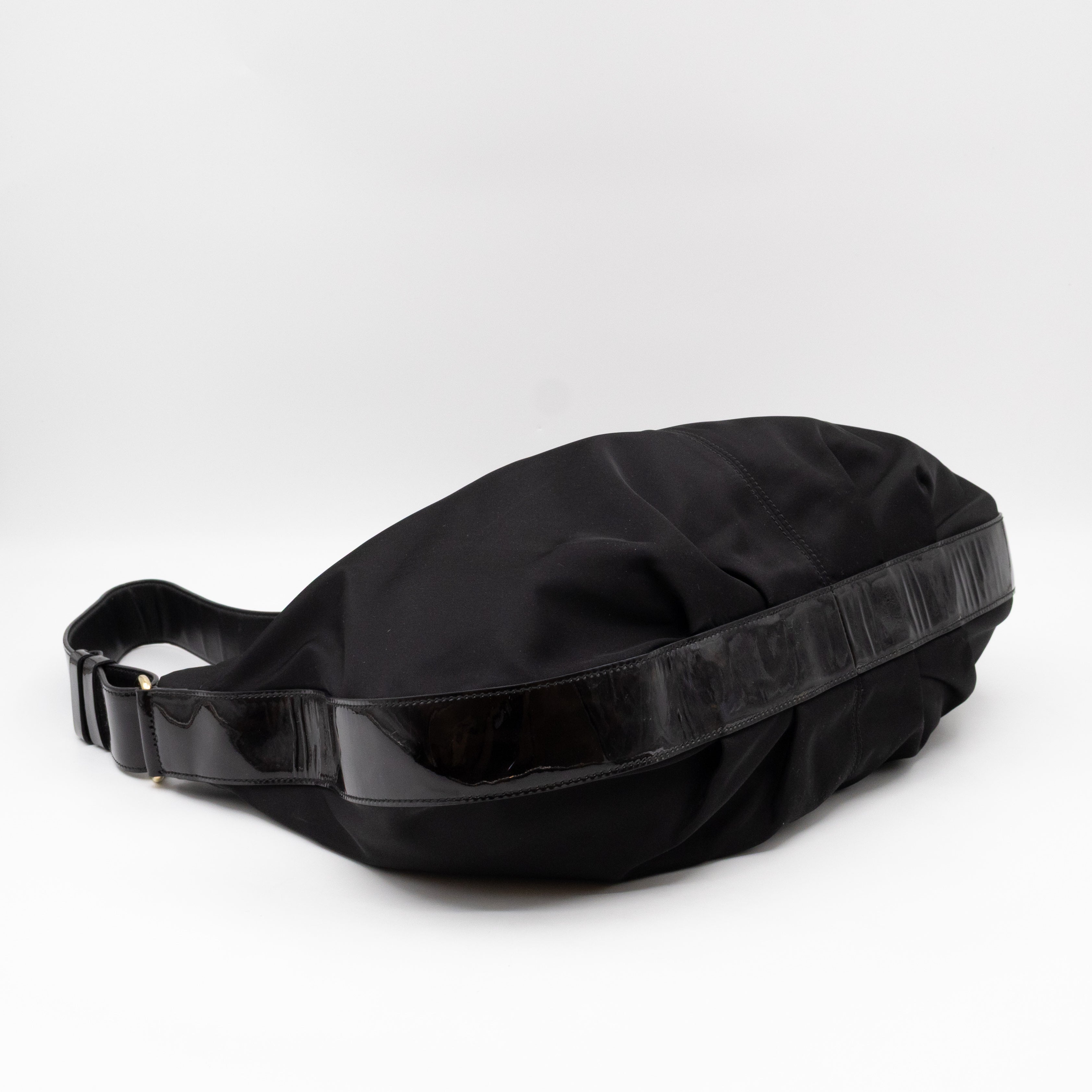 Shoulder Bag Black Nylon & Patent Leather