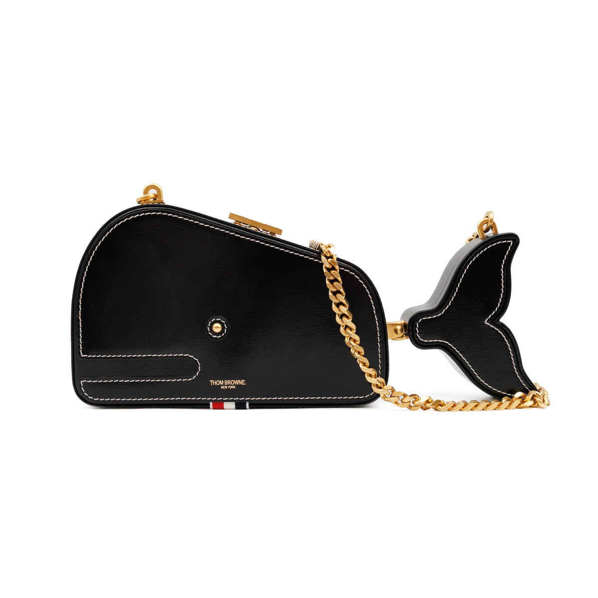 Whale Icon Clutch Bag Black Calfskin