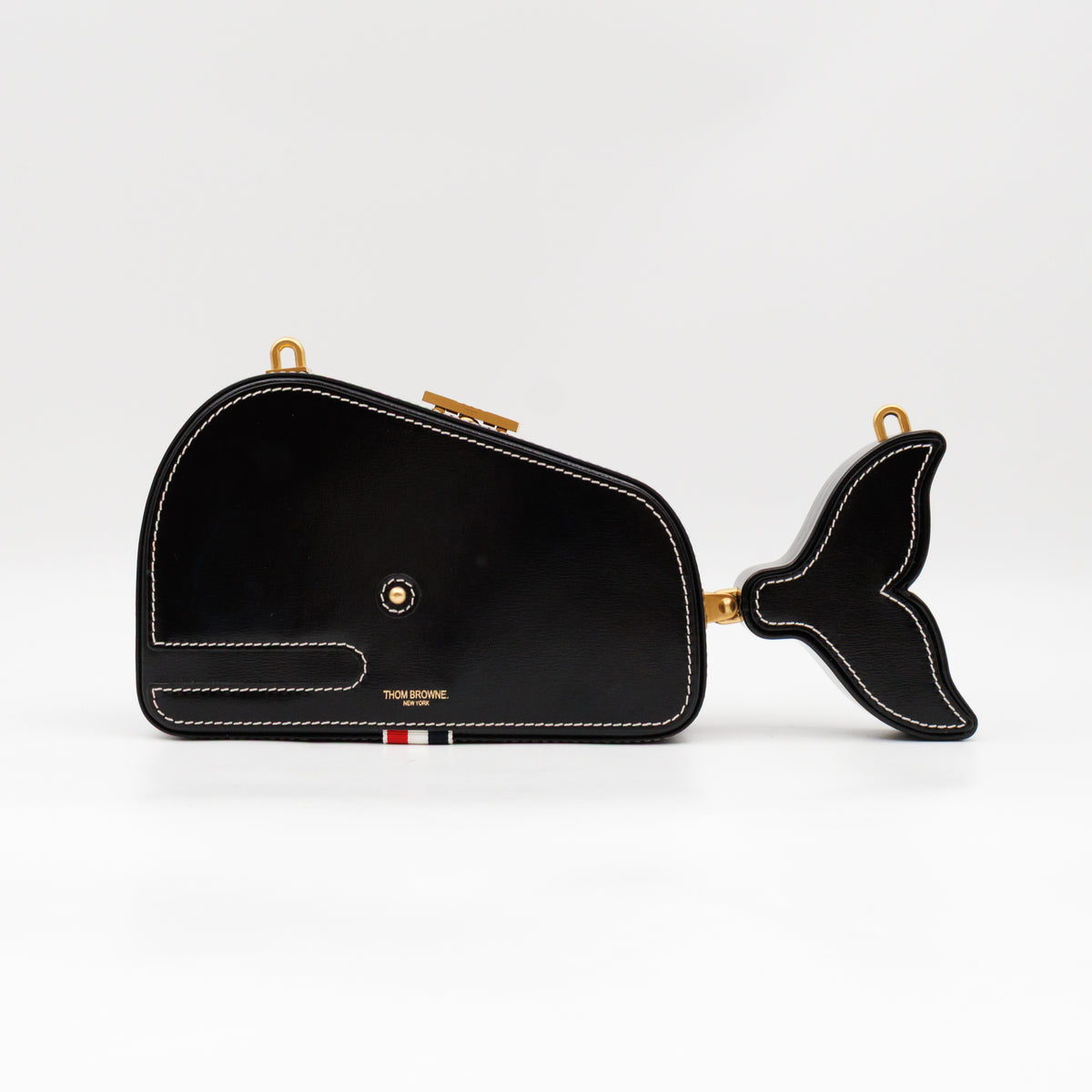 Whale Icon Clutch Bag Black Calfskin