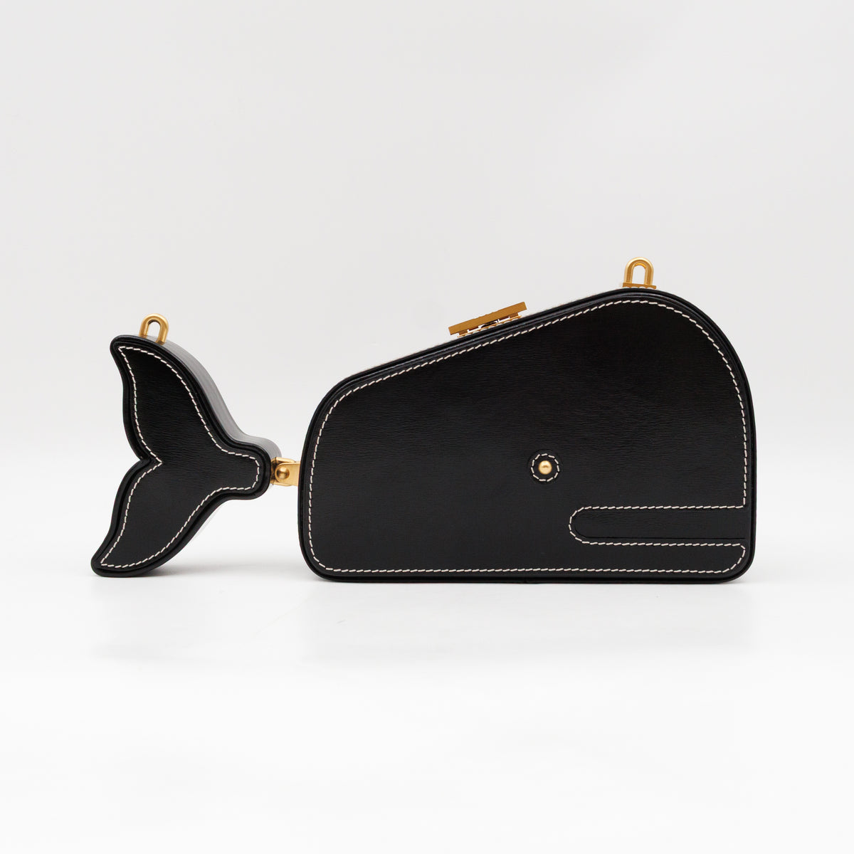 Whale Icon Clutch Bag Black Calfskin