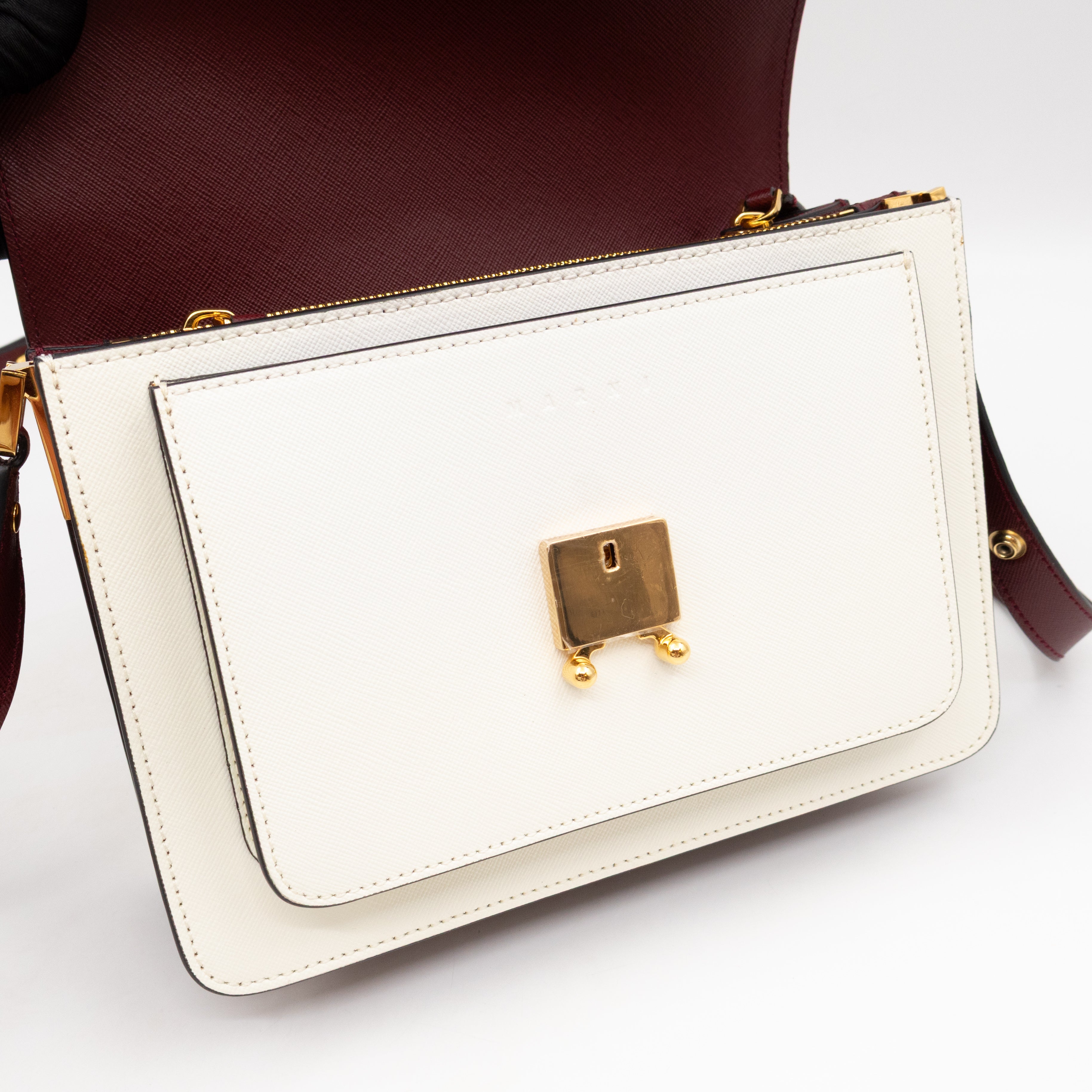 Trunk Bag Mini Pink White & Burgundy Saffiano Leather