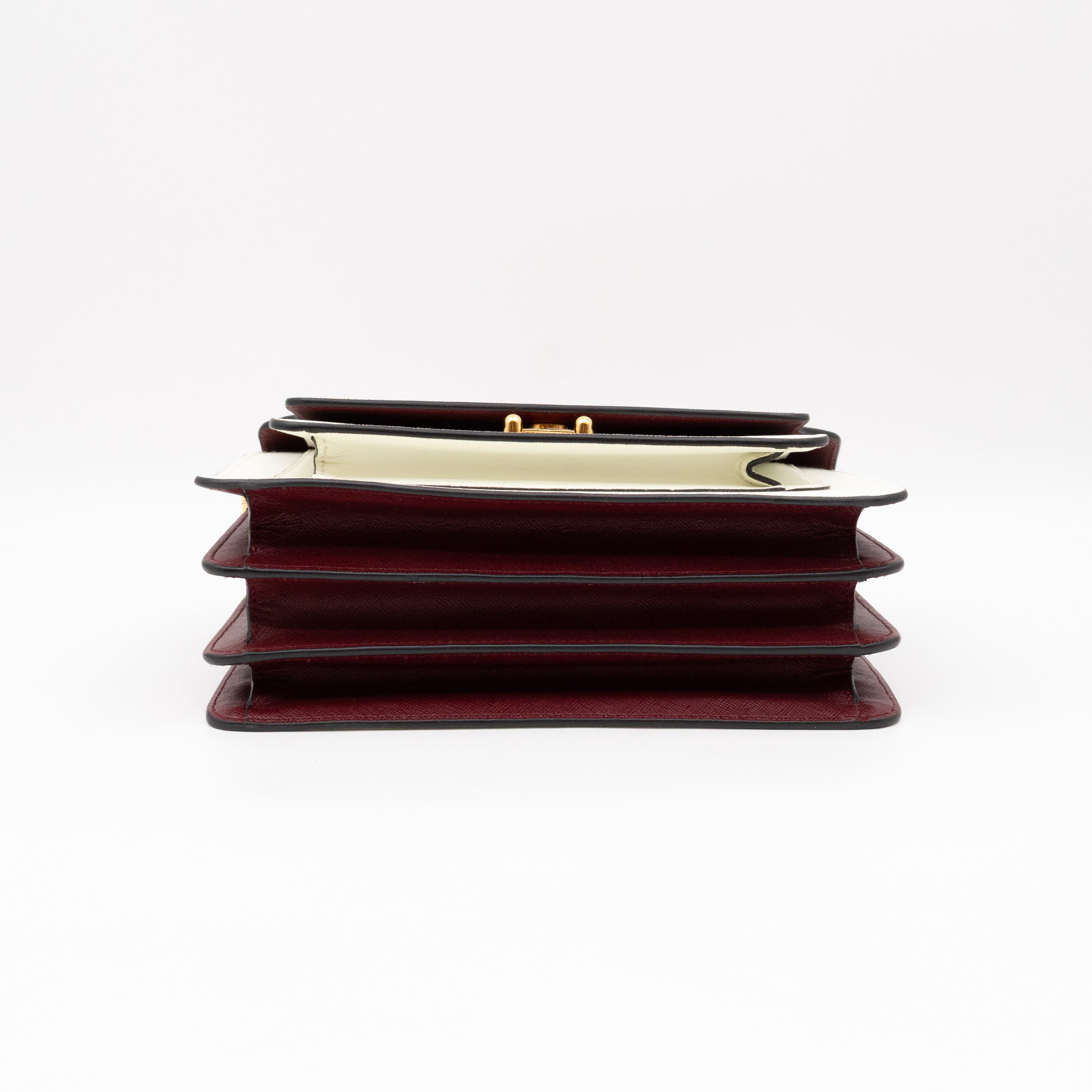 Trunk Bag Mini Pink White & Burgundy Saffiano Leather