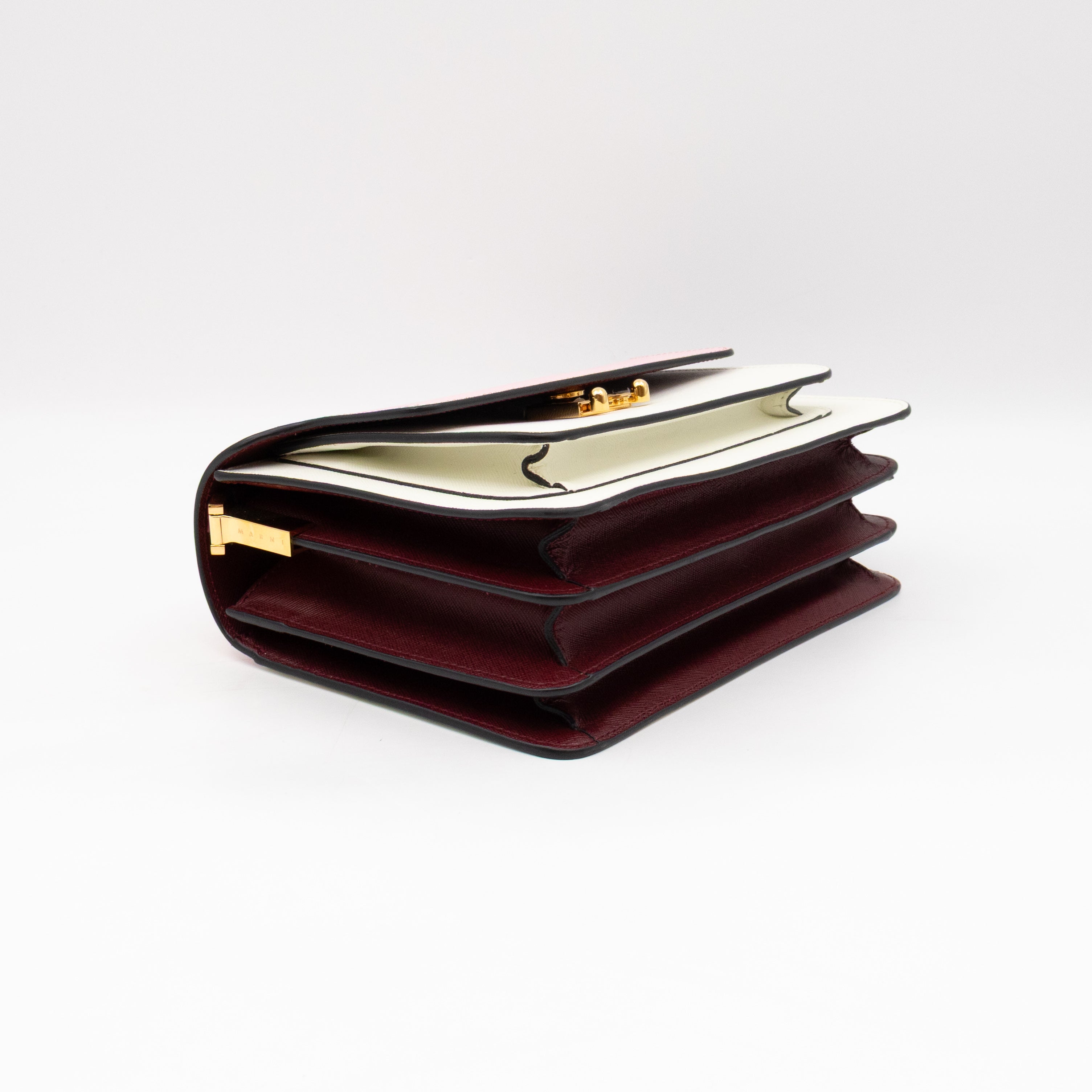 Trunk Bag Mini Pink White & Burgundy Saffiano Leather