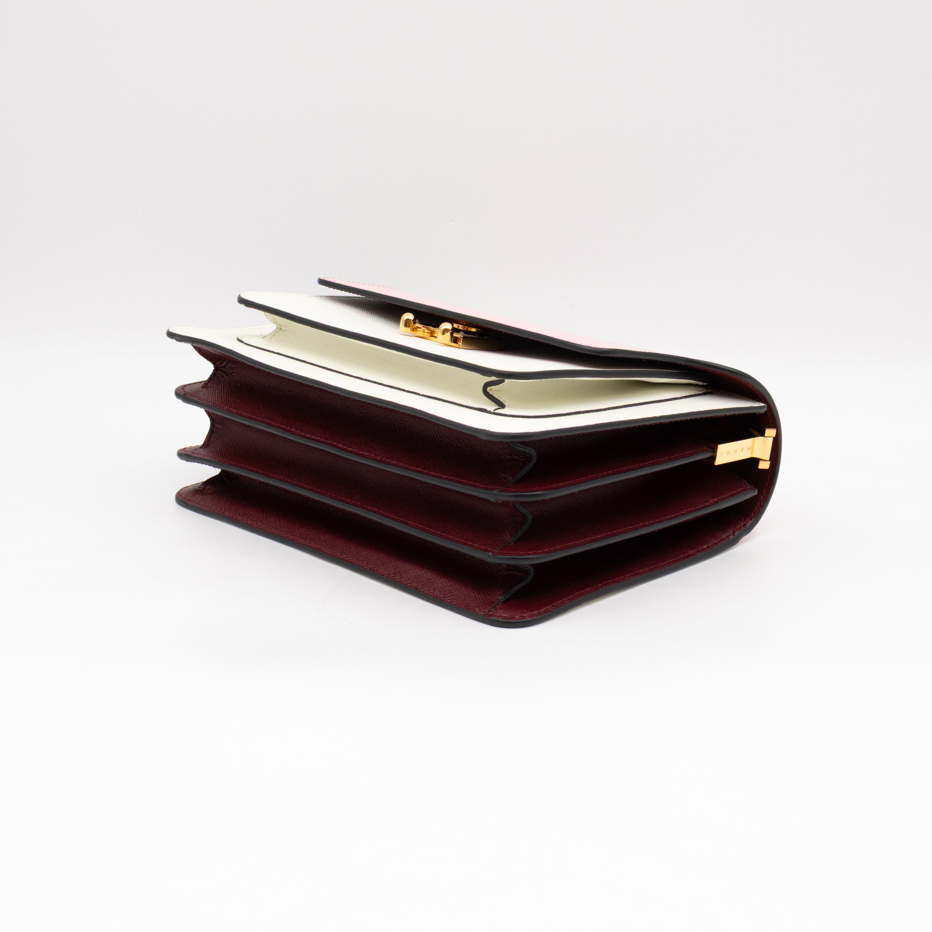 Trunk Bag Mini Pink White & Burgundy Saffiano Leather