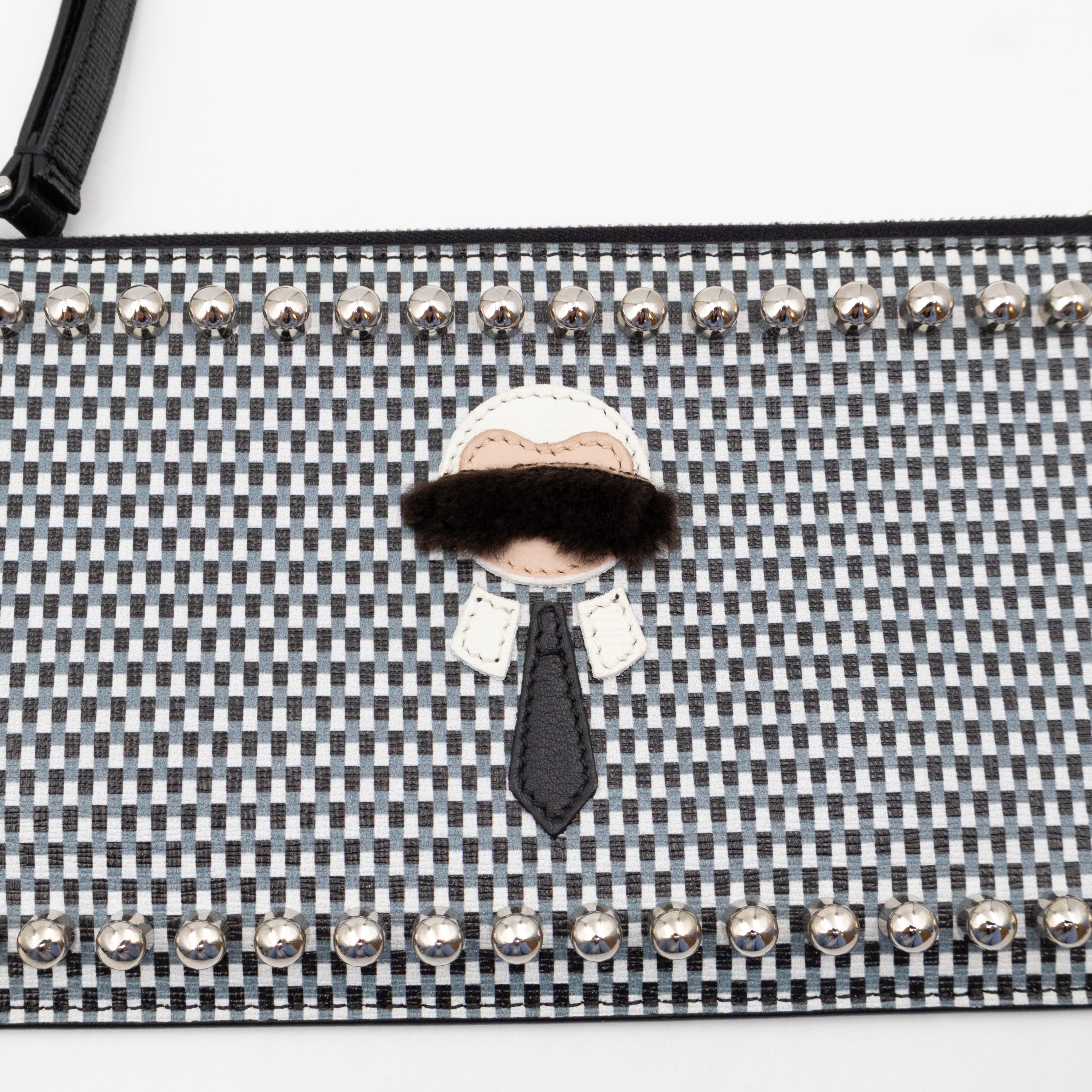 Karlito Wrist Pouch Studded Black White Check