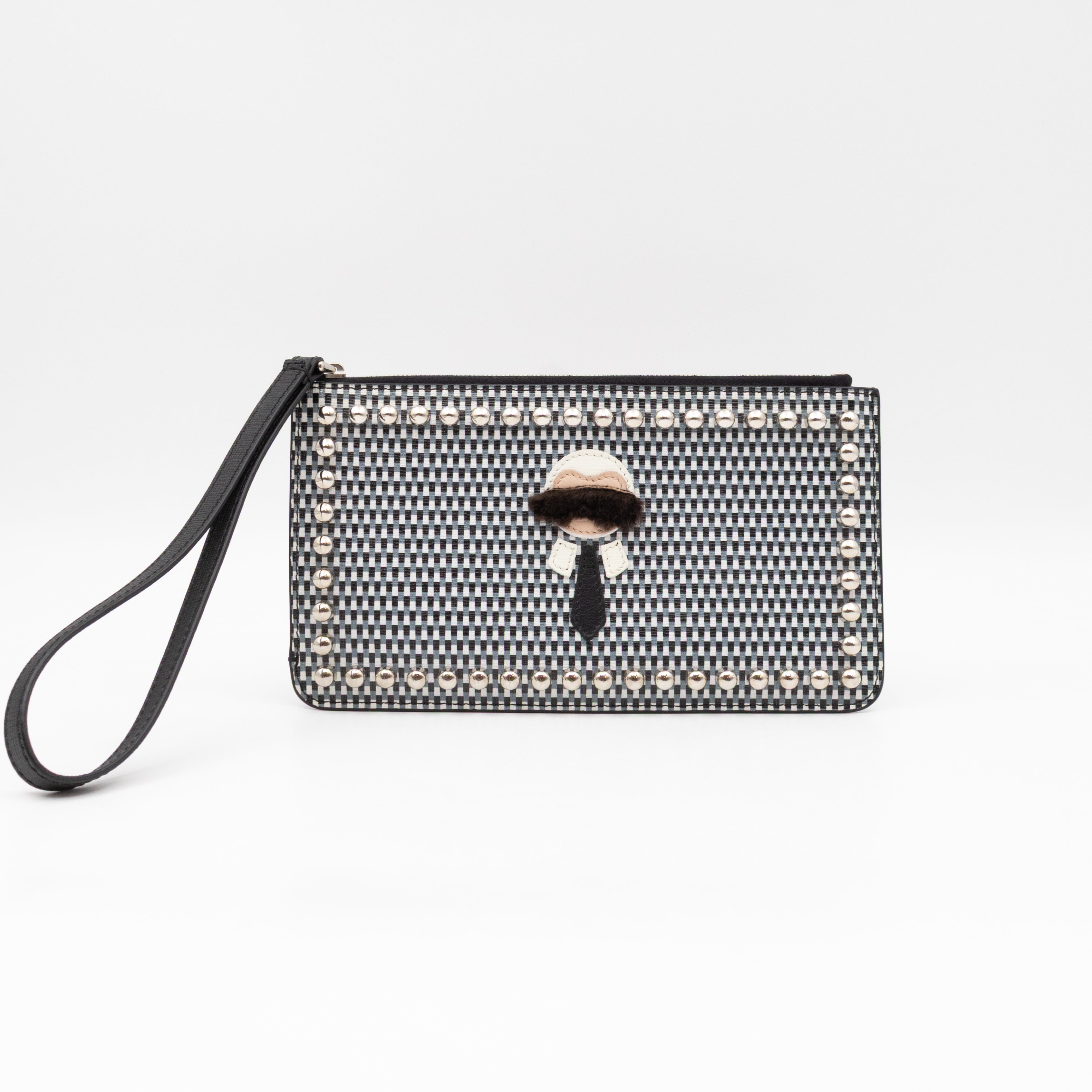 Karlito Wrist Pouch Studded Black White Check