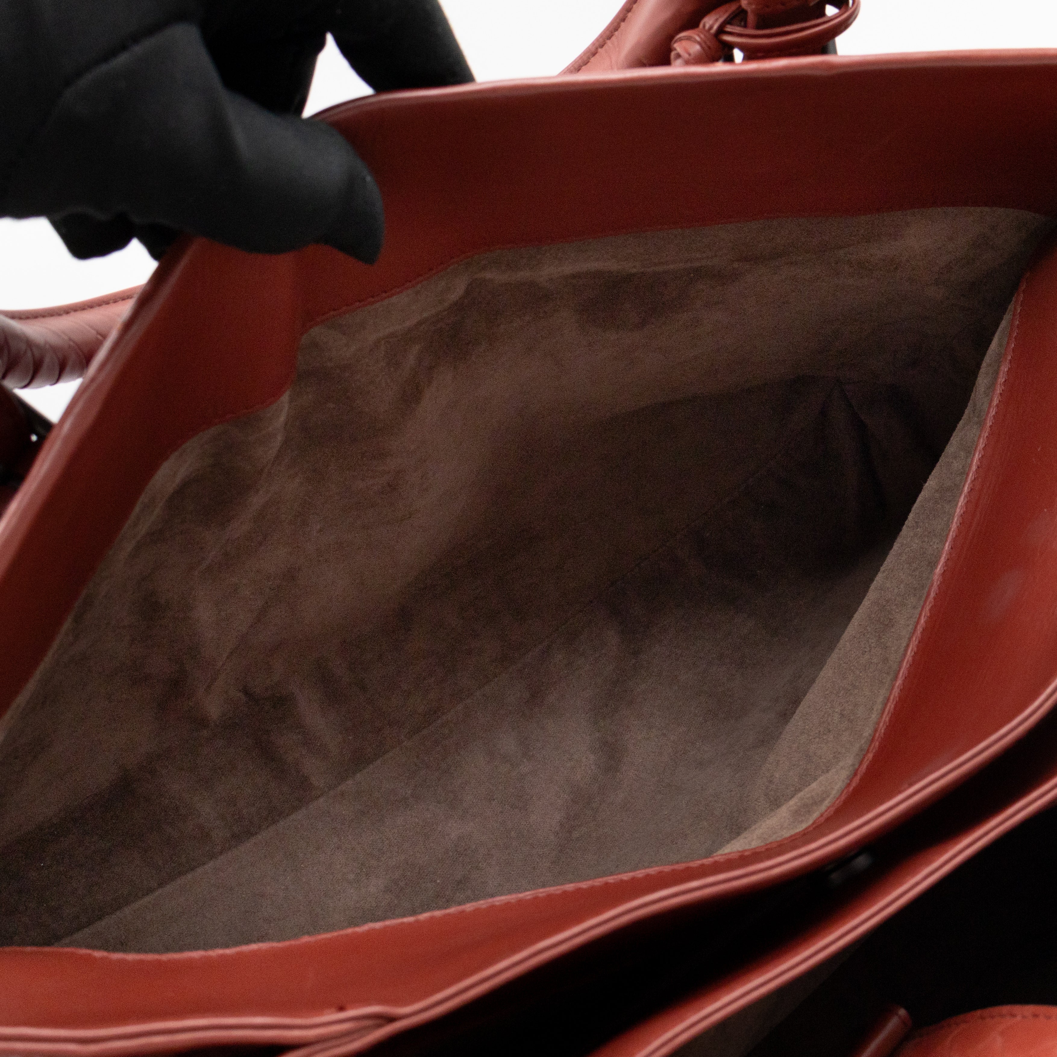 Roma Tote Large Brick Red Nappa Intrecciato Leather