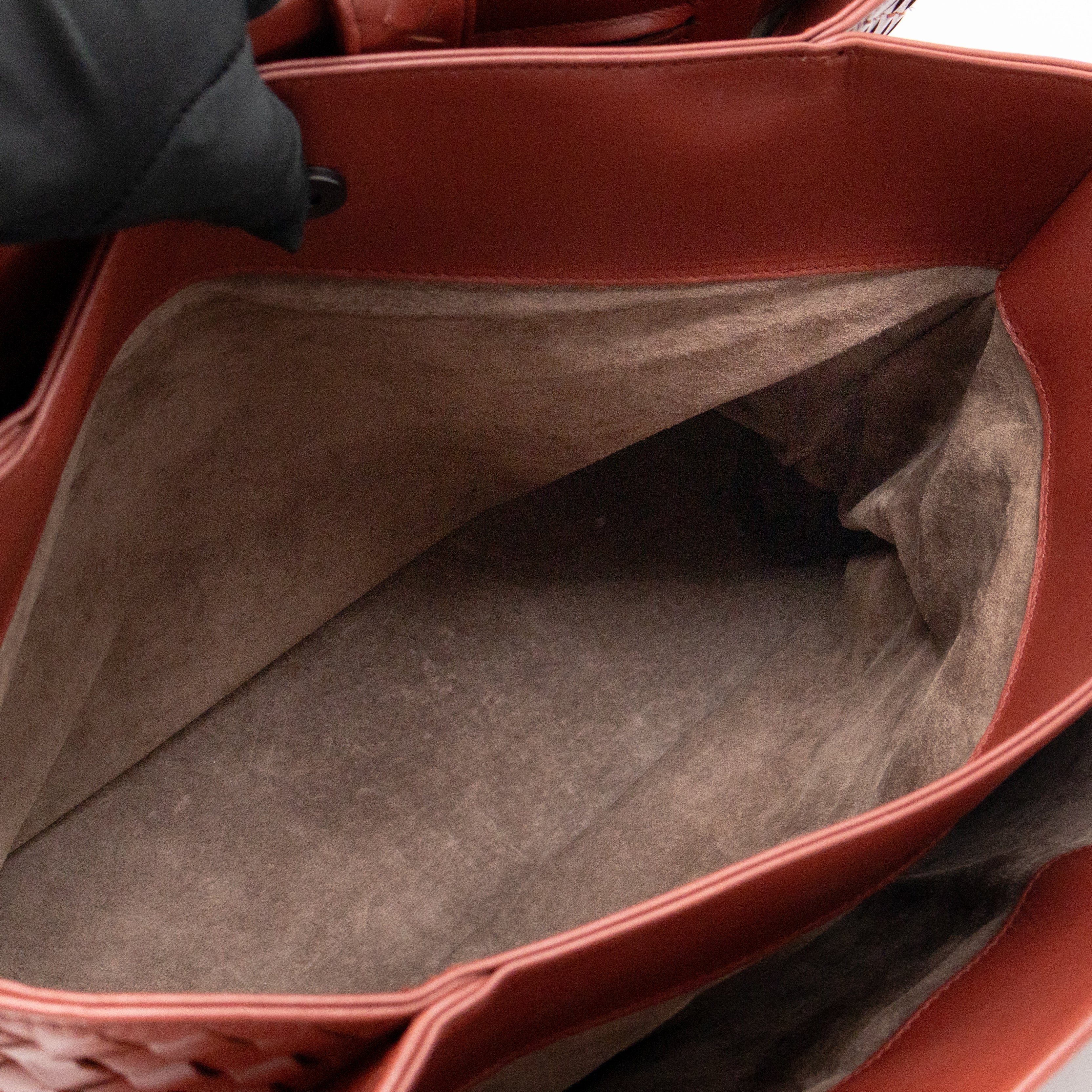 Roma Tote Large Brick Red Nappa Intrecciato Leather