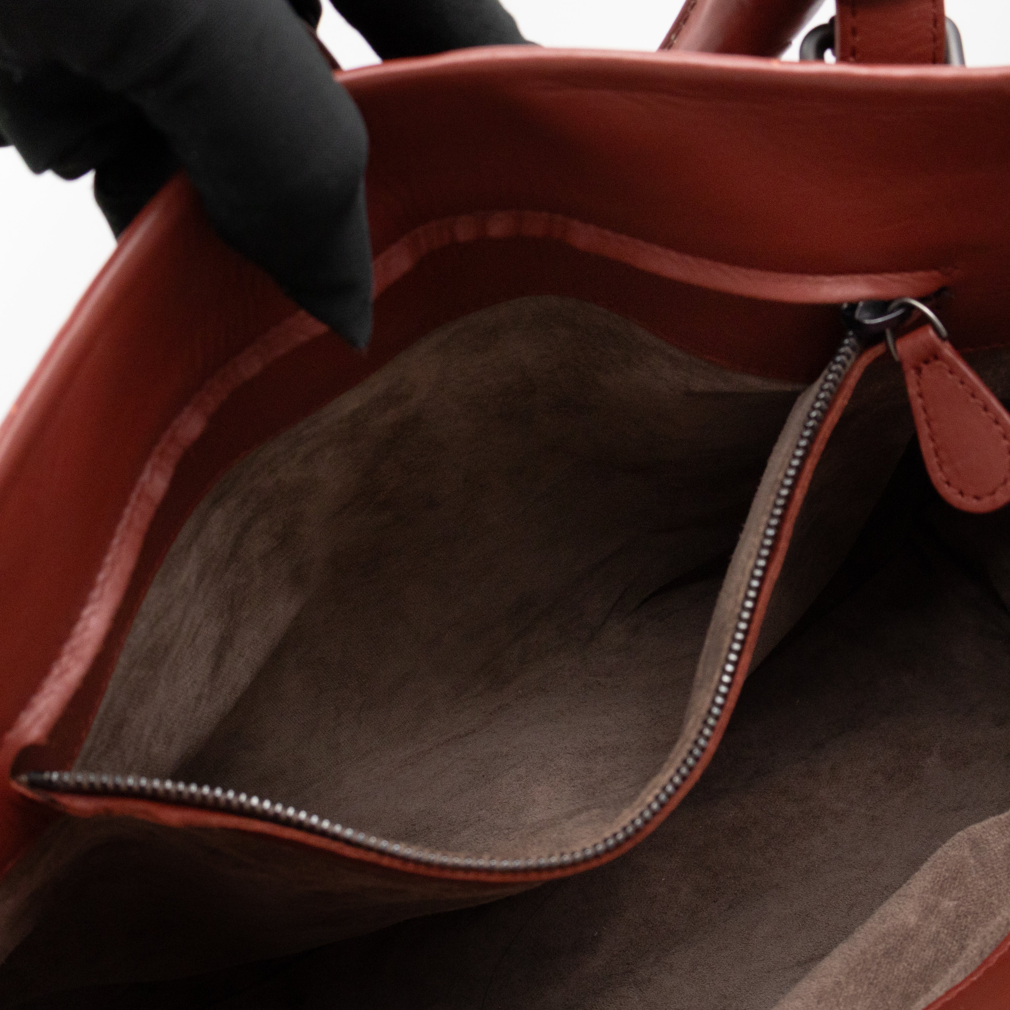 Roma Tote Large Brick Red Nappa Intrecciato Leather