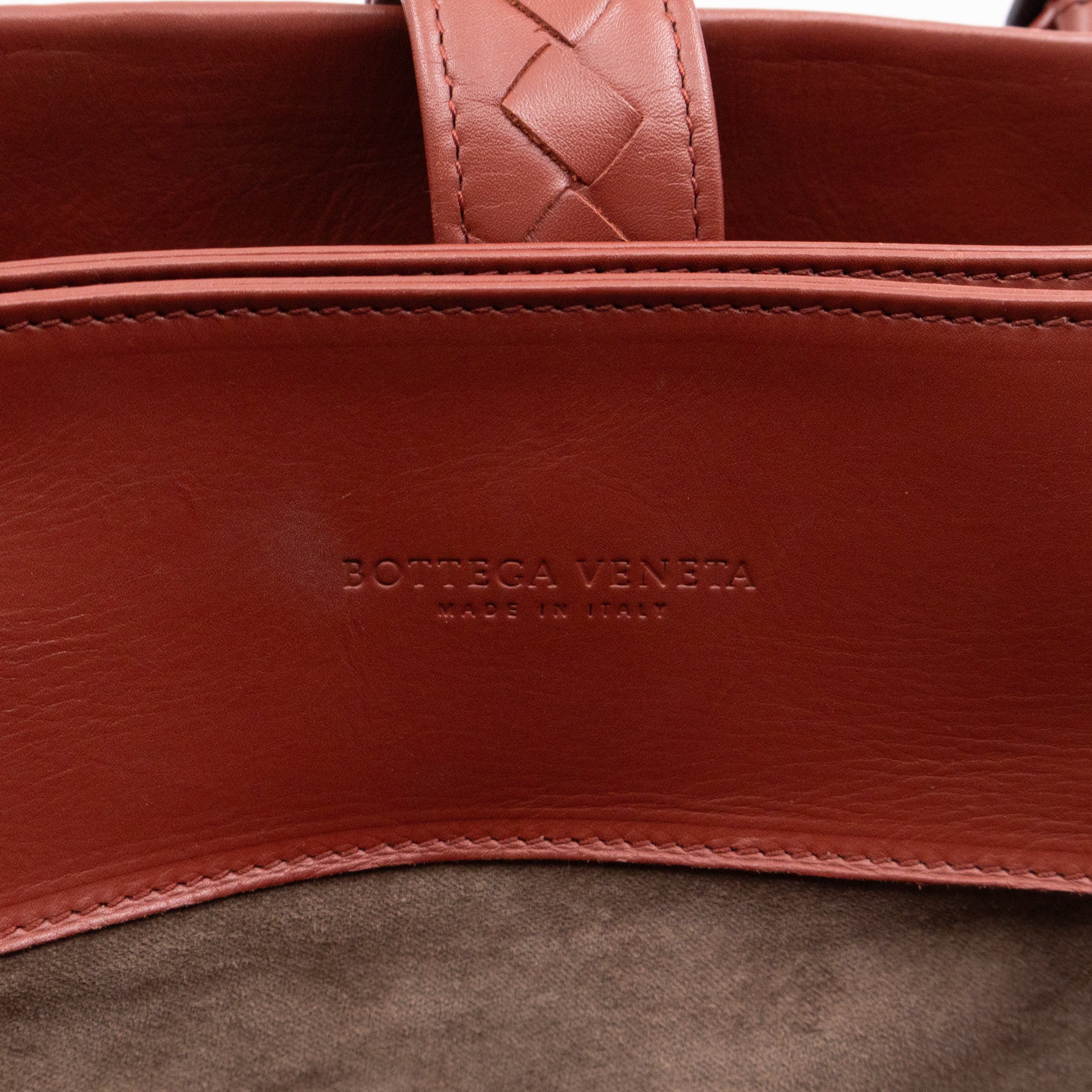 Roma Tote Large Brick Red Nappa Intrecciato Leather
